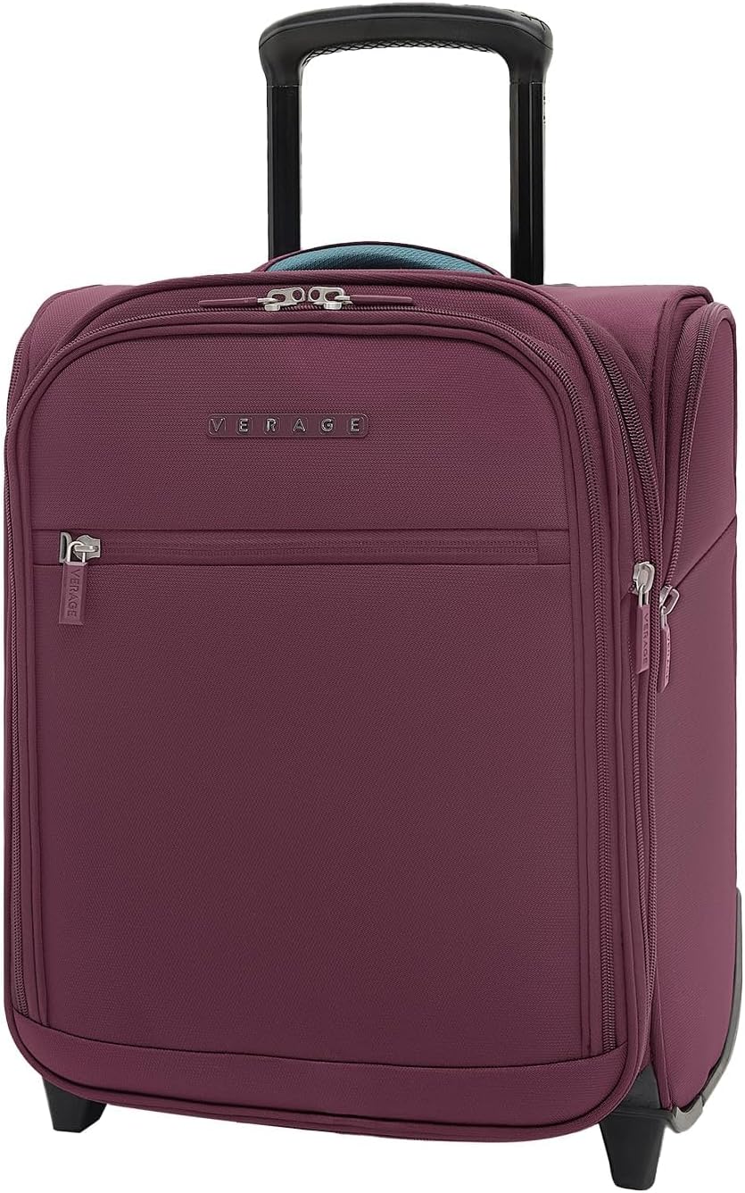 Verage Under Seat Luggage with Wheels, Softside Expanable Small Suitcase Carry On Luggage Bags for Airlines Airplanes Short Trip Men Women (Grape red, 16-Inch Rolling Underseat)