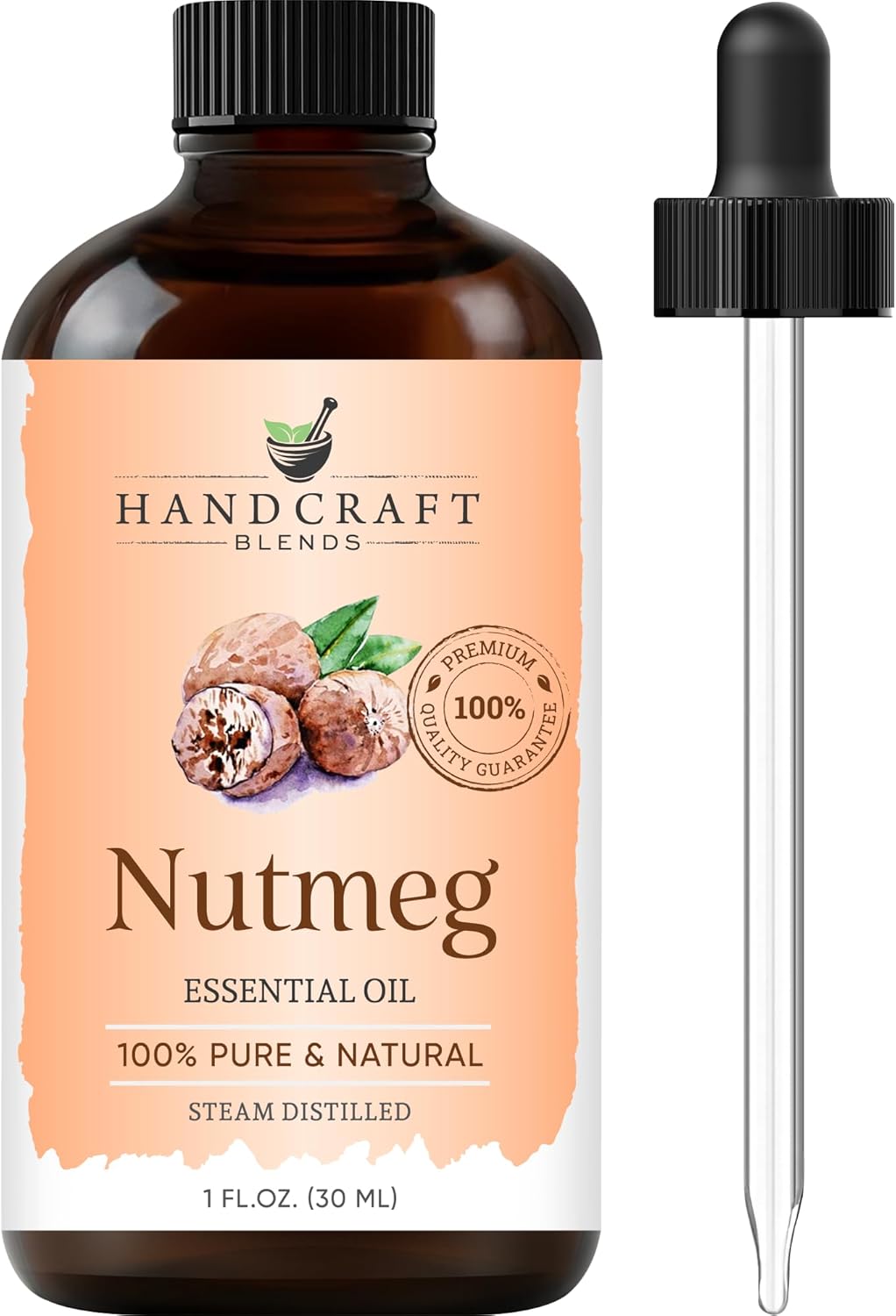 Handcraft Blends Nutmeg Essential Oil – 1 Fl Oz – 100% Pure and Natural – Premium Grade Essential Oil for Diffuser and Aromatherapy, Skin, Massage, Candle and Soap Making Fragrance