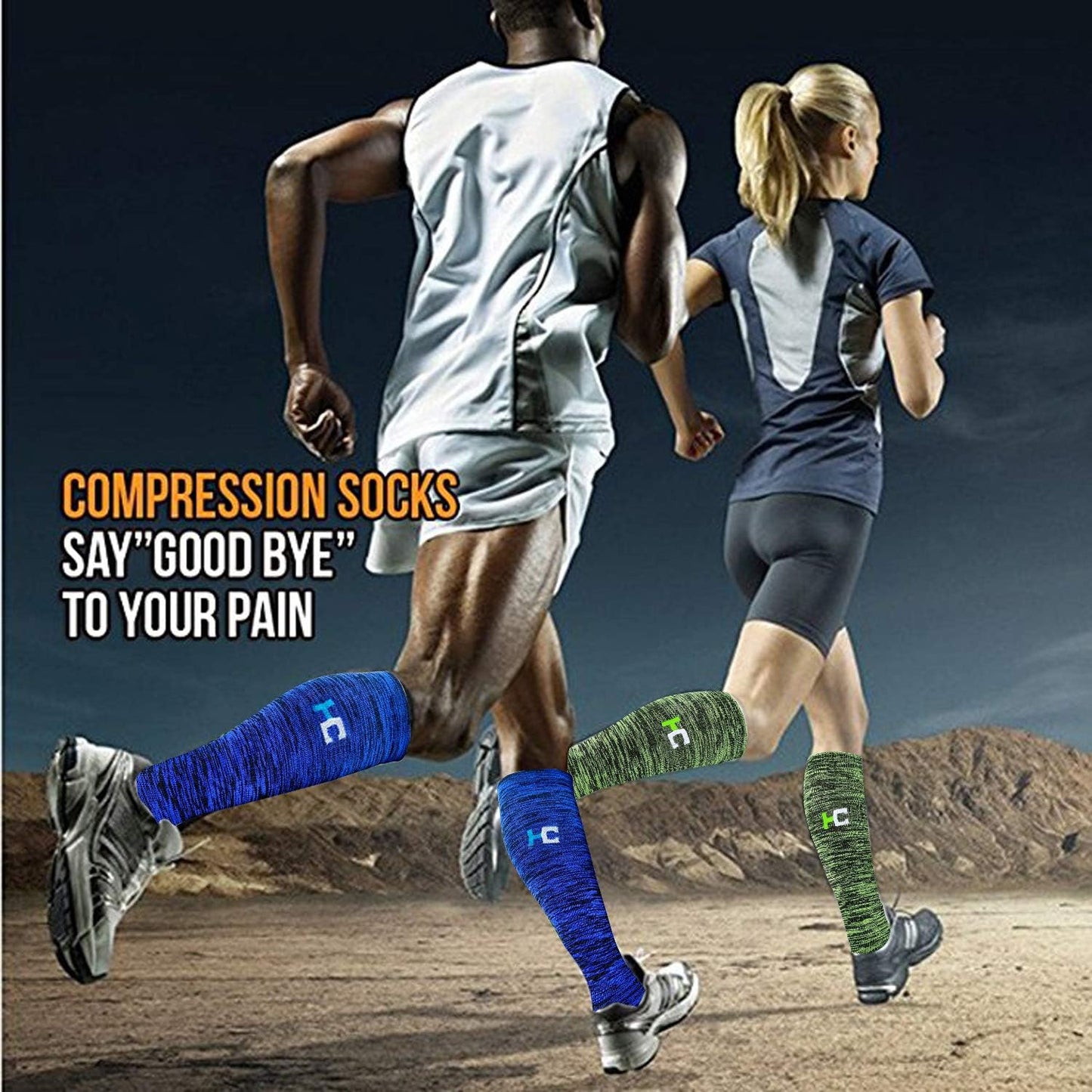 Graduated Compression Socks for Women&Men 20-30mmhg Knee High Socks Travel Hiking Running Stocking