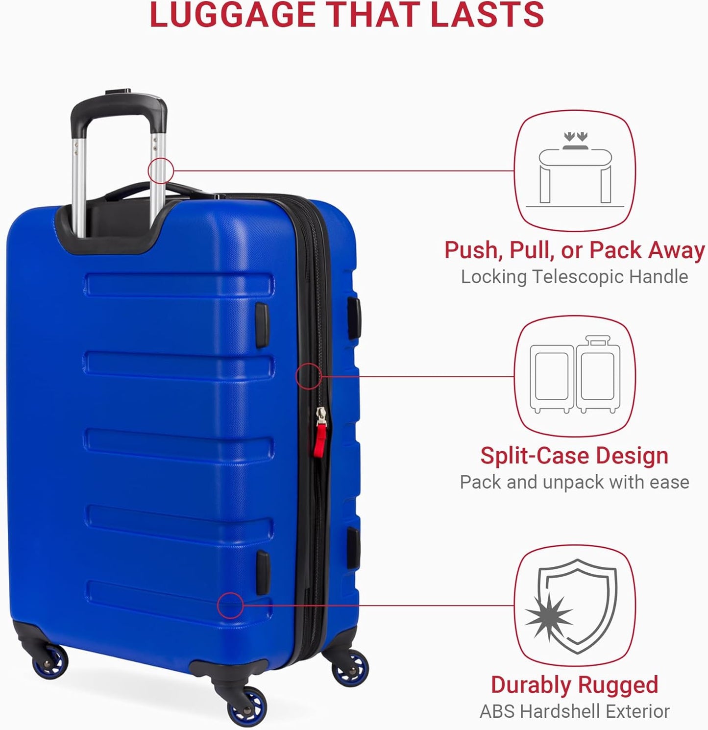 SwissGear 7366 Signature Hardside Expandable Luggage with Spinner Wheels, TSA Lock, Cobalt, Checked-Medium 23-Inch