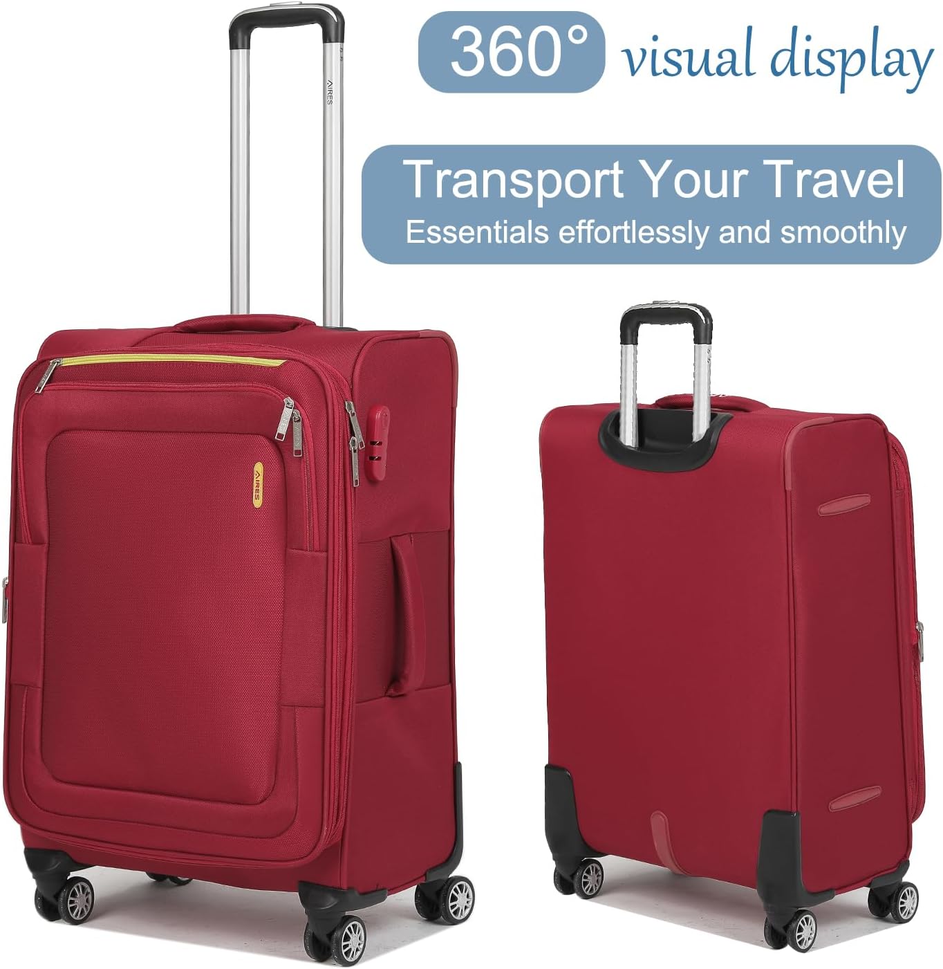 Softside Luggage Sets, Extra Large Expandable Suitcase Sets With Spinner Wheels and Combination Lock Red Luggage For Long Time Overseas Journey (Red) 22inch, 26inch, 30inch