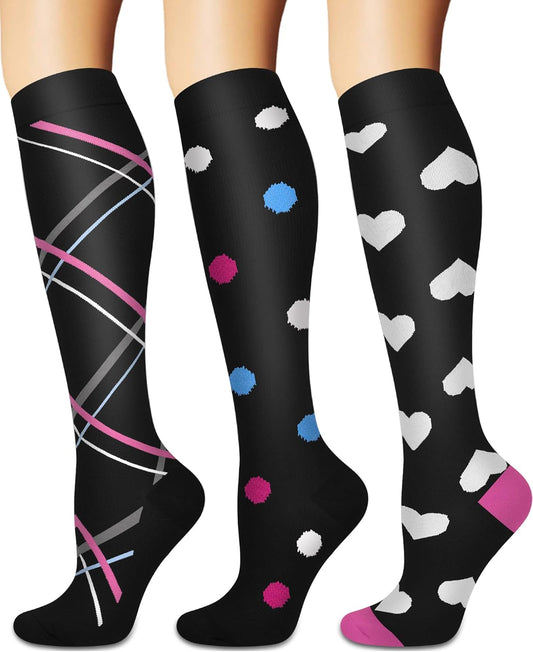 Compression Socks for Women and Men Circulation (3 Pairs) is Best Support for Running Athletic Cycling Hiking