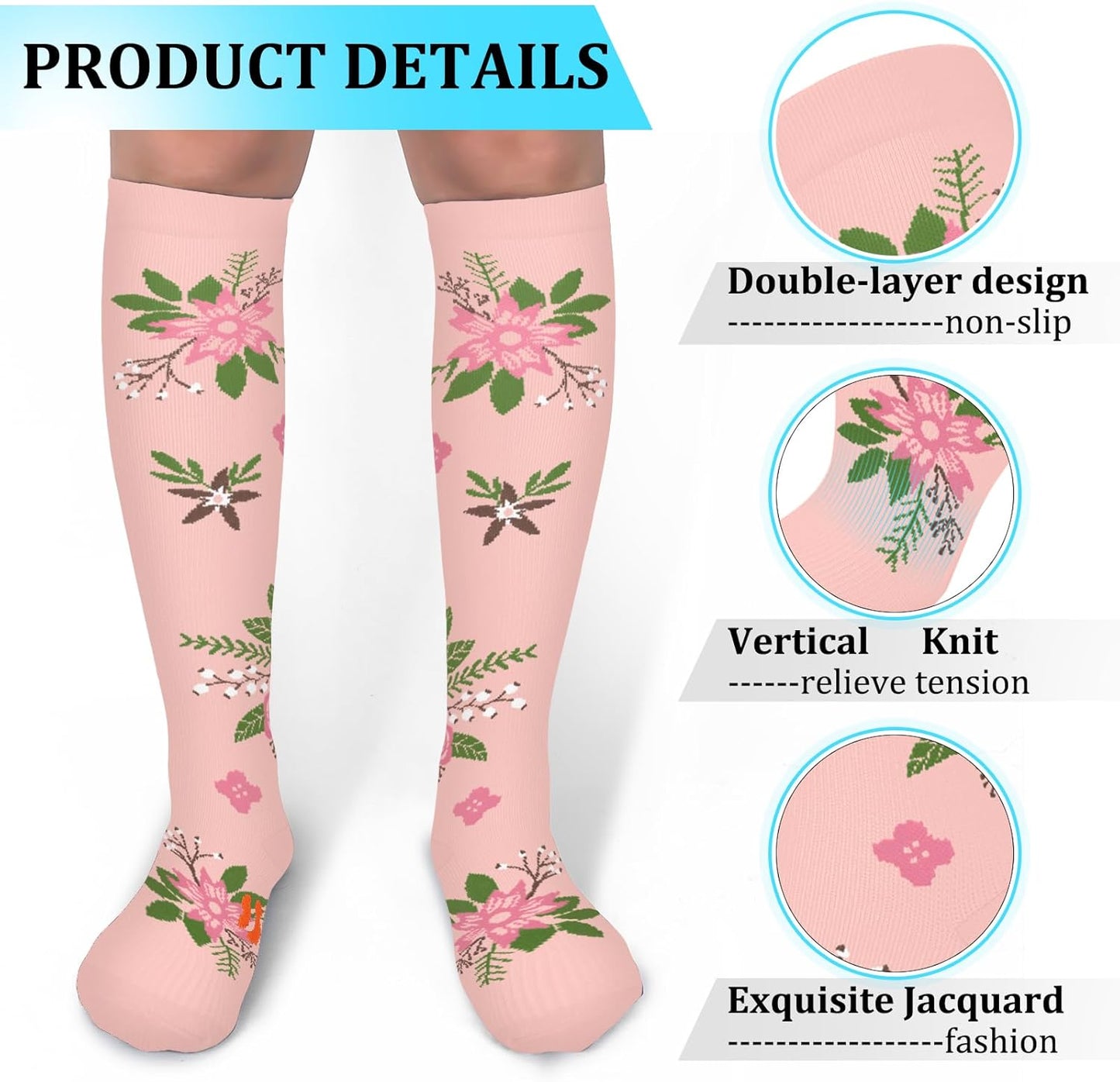 30-40mmHg Medical Graduated Compression Socks for Women&Men Circulation-Compression Stockings-Knee High Socks for Support,Hiking,Running