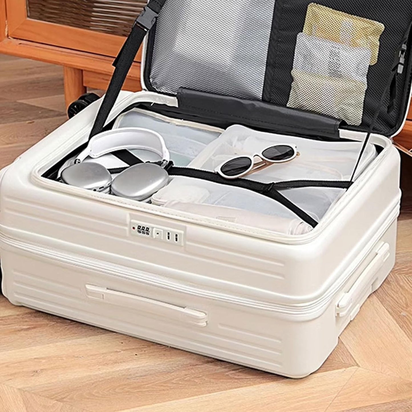 Expandable Carry On Luggage Top Opening Design Ergonomic Practical Hardshells Suitcase With 360 Degree Textured S