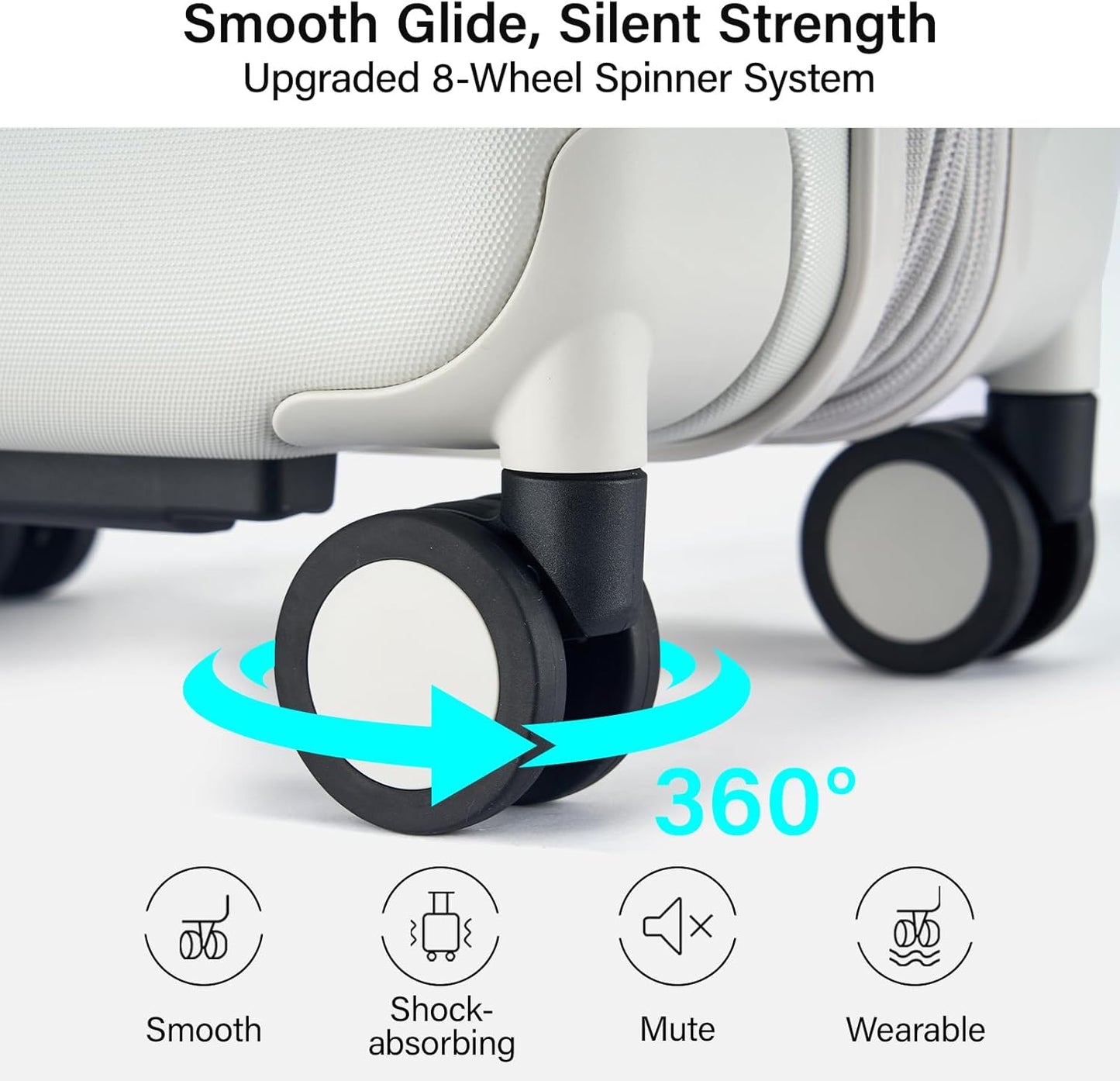 Hanke Expandable Carry On Luggage 22x14x9 Airline Approved, 20 Inch Hardside Luggage with Spinner Wheels, All-PC Hard Shell Carry-On Suitcase, Lightweight & TSA Approved (Smoke White, 46L)