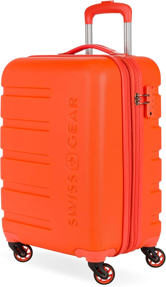 SwissGear 7366 Signature Hardside Expandable Luggage with Spinner Wheels, TSA Lock, Cup-Holder, Orange, Carry-On 19-Inch