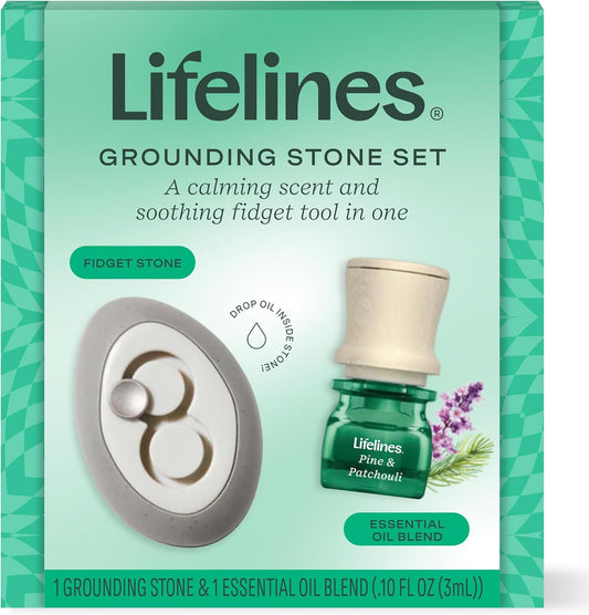 Lifelines Scent-Infused Grounding Stone & Oil Blend Gift Set - Fidgets for Tweens, Teens & Adults with Essential Oil Blend - Stocking Stuffers, White Elephant & Holiday Gifts for Christmas
