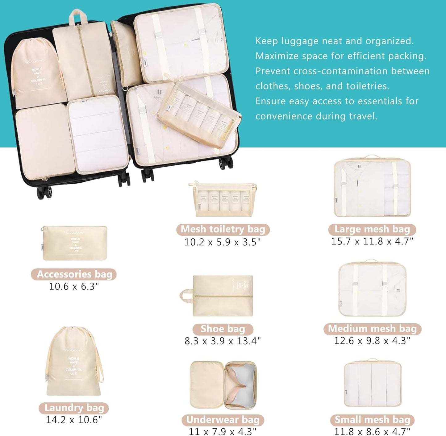 Merax Luggage Set 13 Piece, Hardshell ABS Suitcases with 8 Silent Spinner Wheels, Durable and Lightweight Travel Luggage for Family Trips, Blue