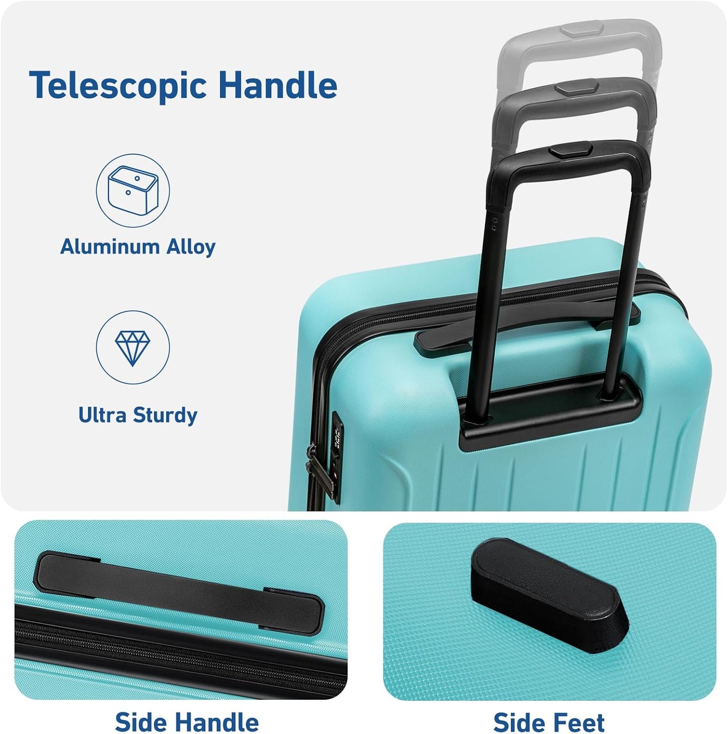 KYME Luggage Sets 2 Piece Hardshell 20"/24" Suitcase with Double Spinner Wheels Hardside Suitcases Sets with TSA Lock PC+ABS Travel Luggage (Mint Green, 2Pcs Set(20"/24"))