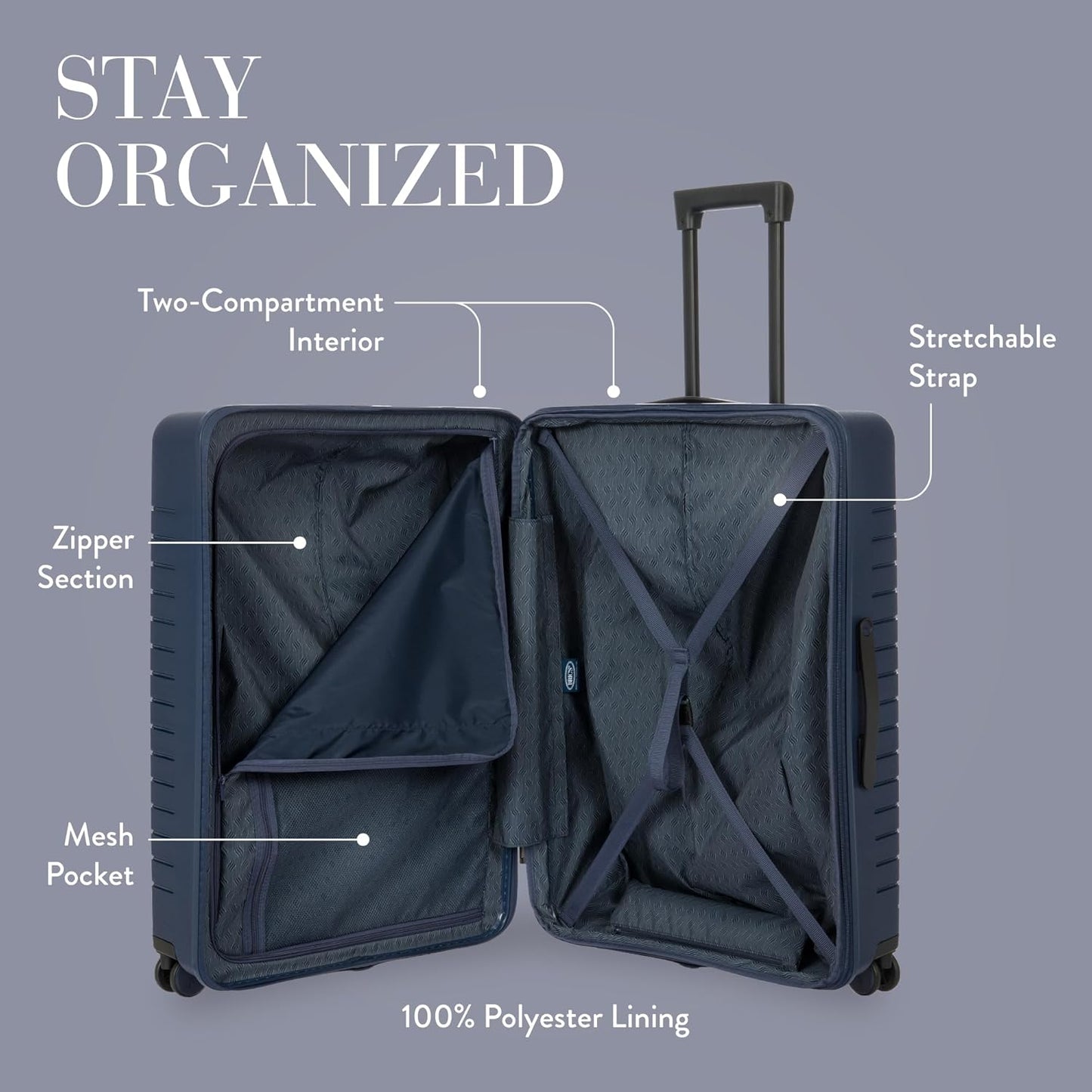 Bric's B|Y Ulisse Spinner Suitcase, Expandable Hard Shell Luggage with TSA Lock and Smooth 360° Wheels 30" – Ocean Blue