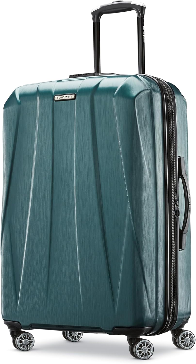 Samsonite Centric 2 Hardside Expandable Luggage with Spinner Wheels, Emerald Green, Checked-Medium 24-Inch