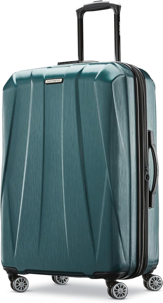 Samsonite Centric 2 Hardside Expandable Luggage with Spinner Wheels, Emerald Green, Checked-Medium 24-Inch