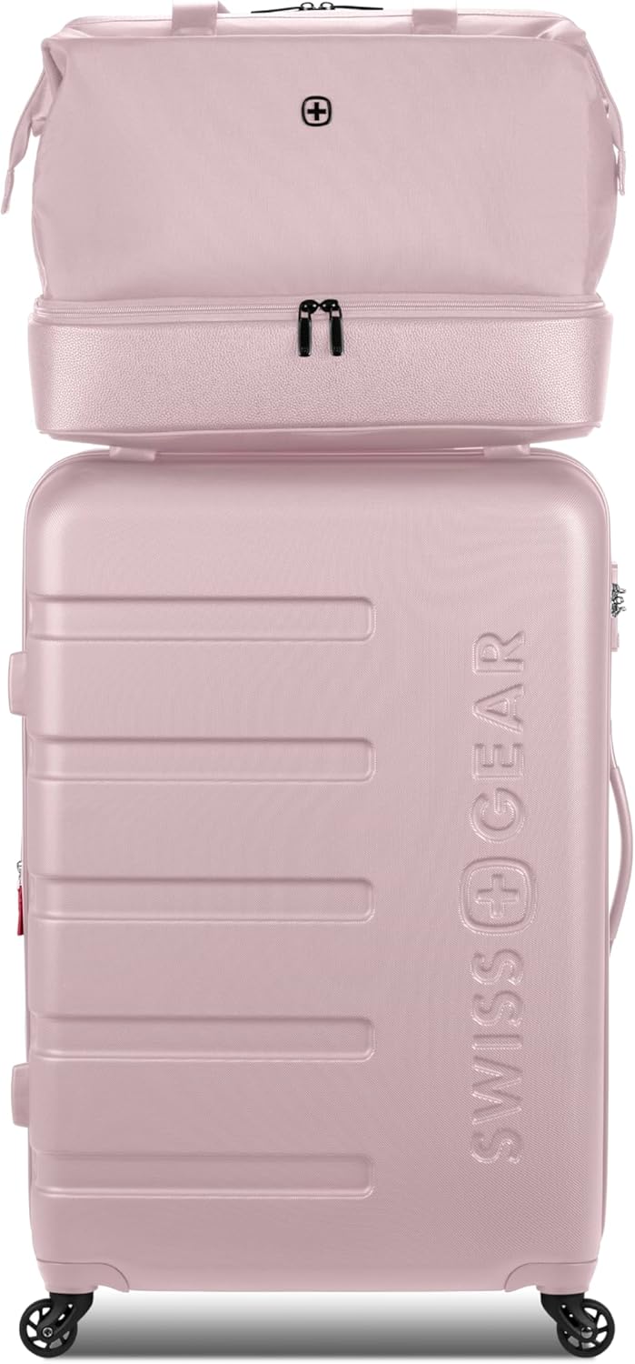 SwissGear 7366 Hardside Expandable Luggage with Spinner Wheels, Pink, 2-Piece Set (Weekender/27)