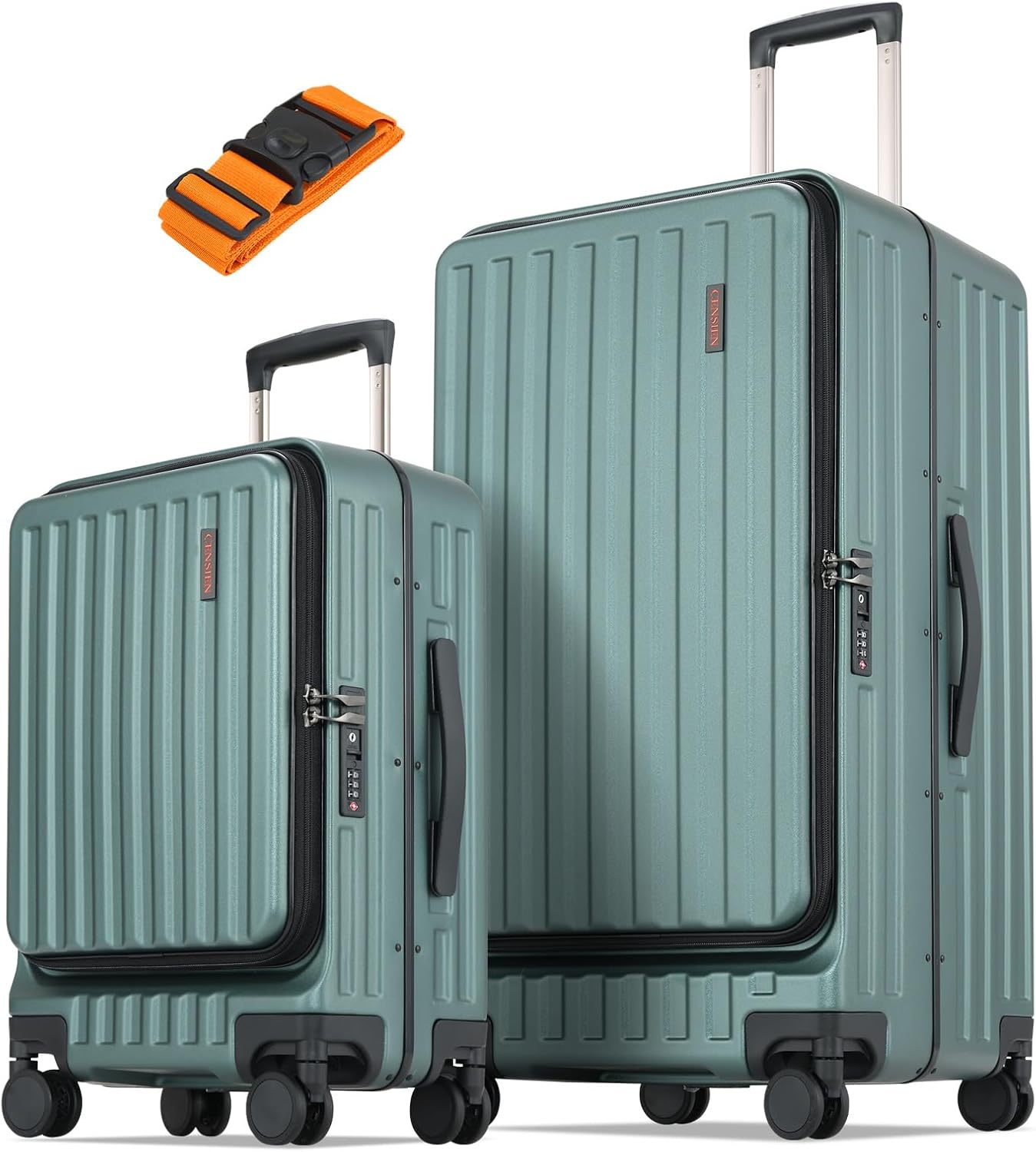 Luggage Sets 2 Pieces, 20 Inch Carry On Luggage and 29 Inch Checked Luggage with Spinner Wheels, Lightweight ABS+PC Hardshell Trunk Suitcases with Aluminum Frame, Top Opening (Green, 20/29)