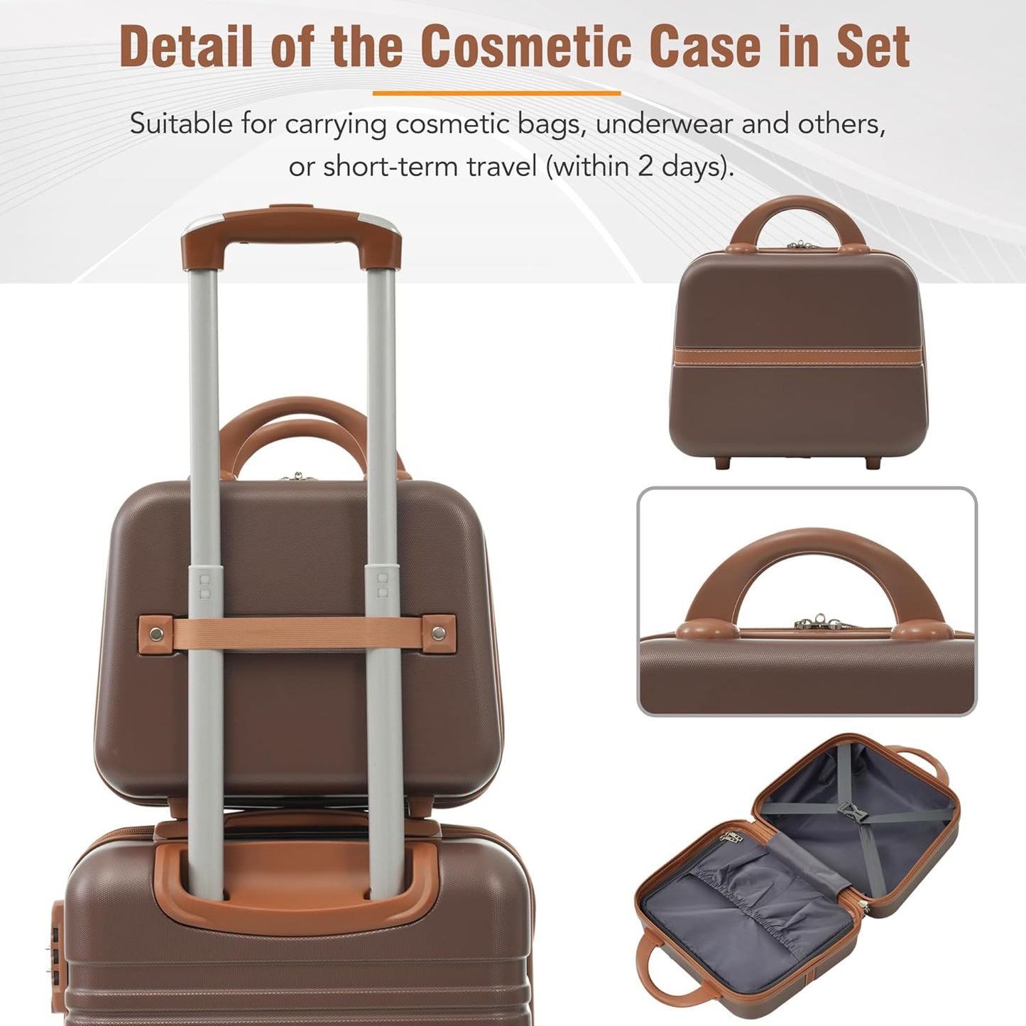 Merax Luggage Set 3 Piece Suitcase Set with 1 Cosmetic Case Expandable Spinner Wheels Vintage Luggage Sets(Brown,20"+24"+28")