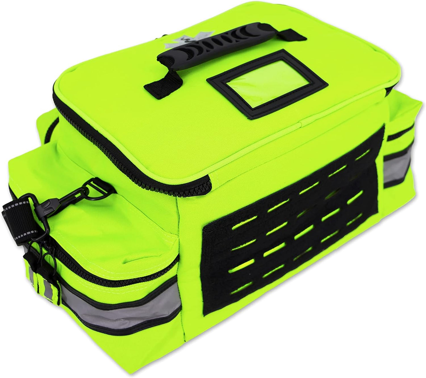 Lightning X Products Lightning X Mid-Sized First Responder EMT Bag | LXMB25 Fully Stocked Aid Kit w/ 200+ BLS Supplies - Fluorescent Yellow