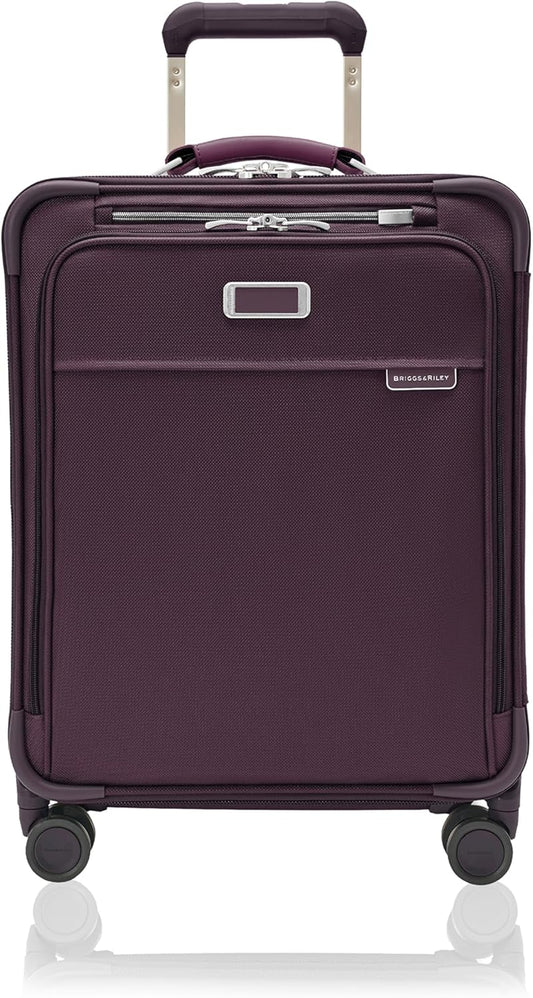 Briggs & Riley 21" Global Carry On Expandable Spinner - Luggage for International Travel, Suitcases with Wheels, Softside Rolling Bag for Men & Women, Self-Repairing Zipper - Baseline Collection, Plum