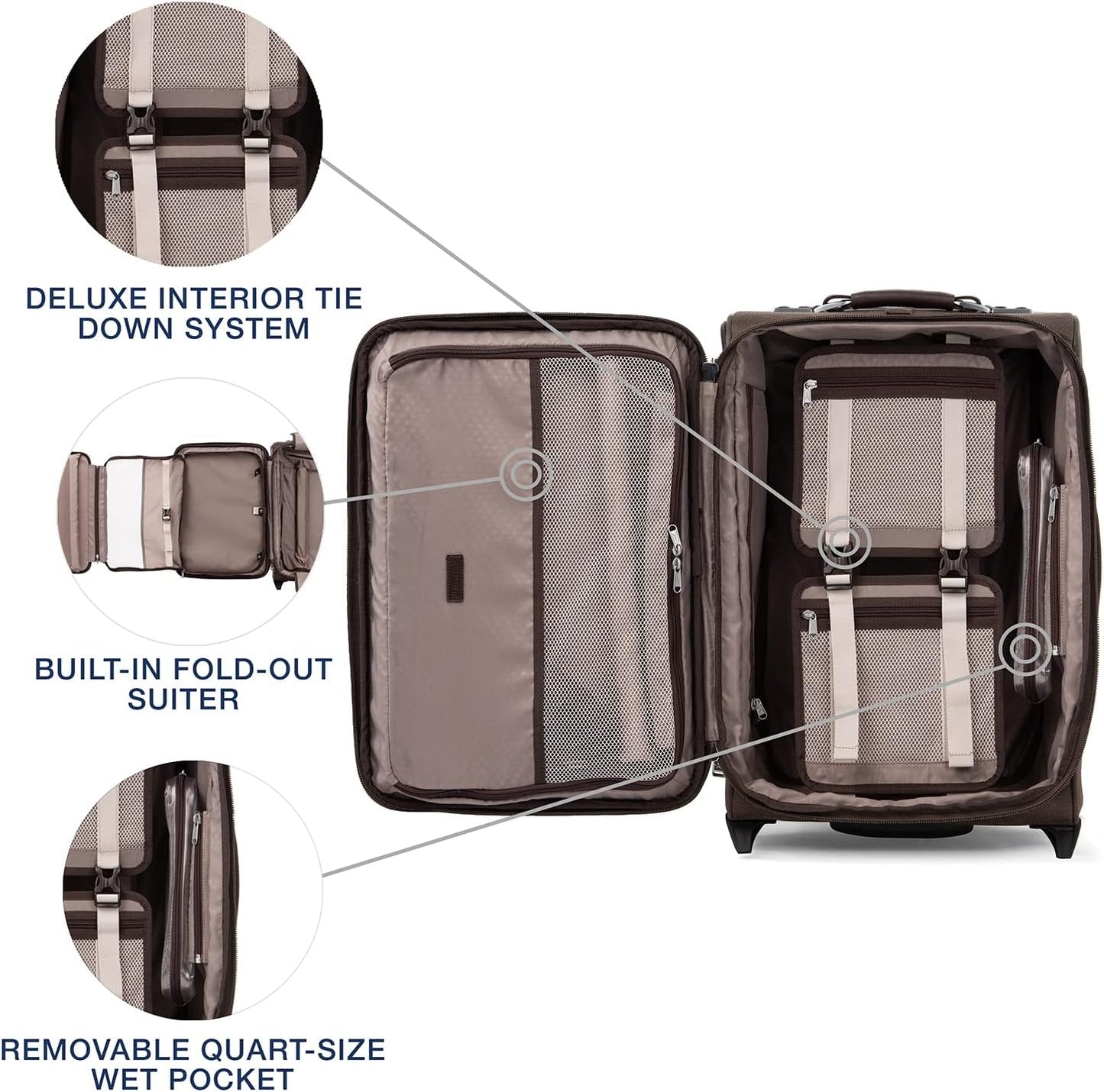 Travelpro Platinum Elite Softside Expandable Carry on Luggage, 2 Wheel Upright Suitcase, USB Port, Men and Women, Rich Espresso, Carry On 22-Inch