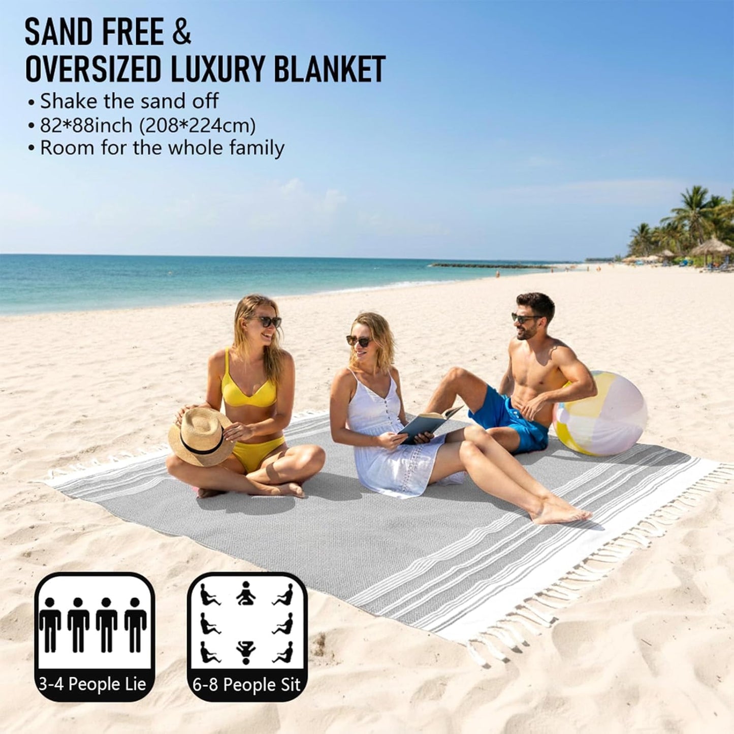 Oversized Turkish Beach Towel Blanket Cotton Giant XL Sandproof Towels Huge Linen XXL Extra Large Big Throw Quilt Blankets for Adults Cloud Travel Camping Glamping Accessories Essentials