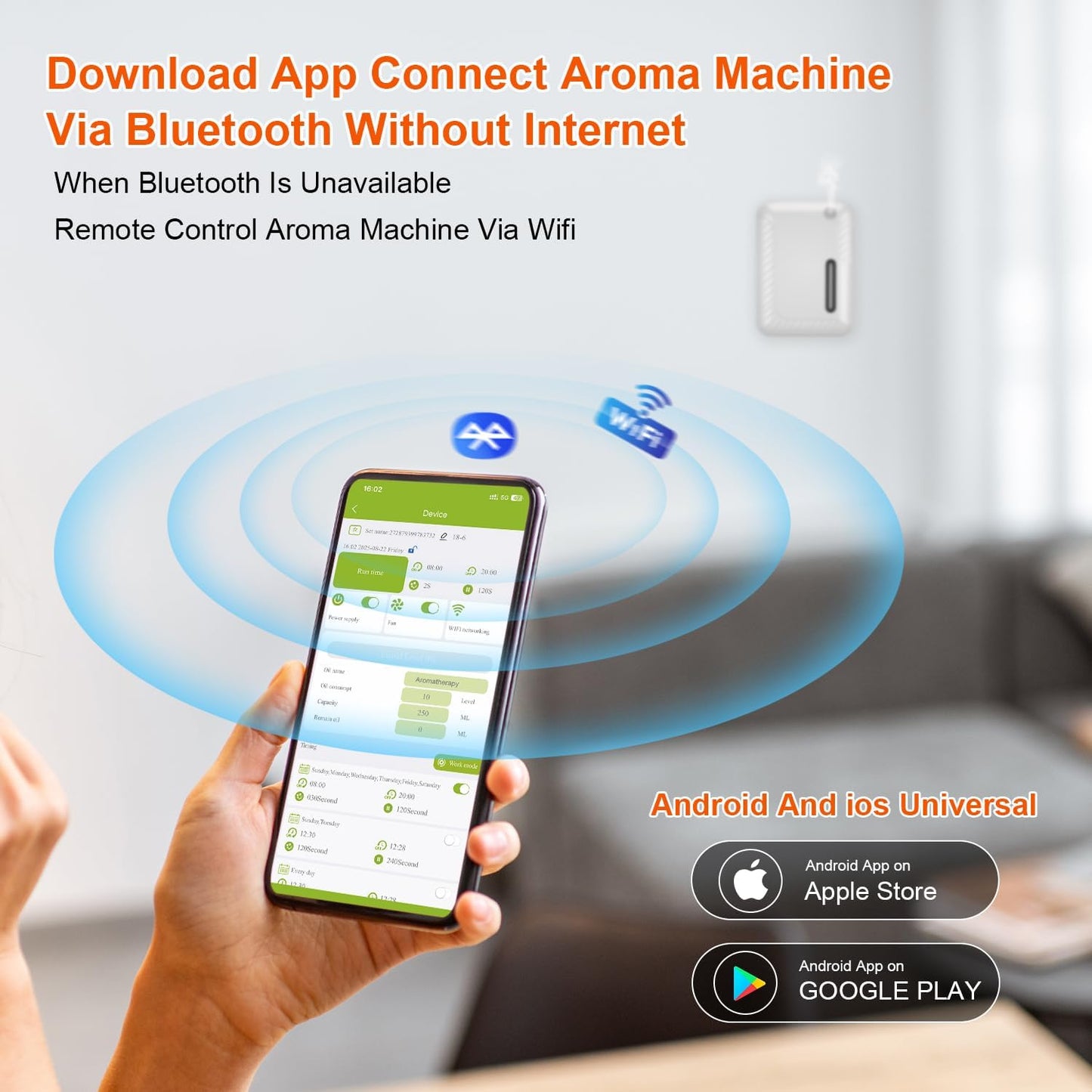 Smart Essential Oil Diffuser for Large Spaces, 250mL Capacity Covering 2300 sq.ft, Programmable Timer, for Home Office Commercial Aromatherapy, White