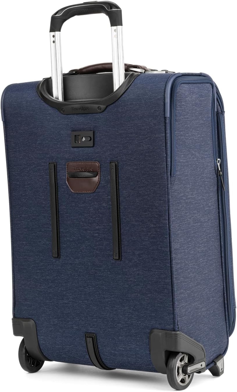 Travelpro Platinum Elite Softside Expandable Carry on Luggage, 2 Wheel Upright Suitcase, USB Port, Men and Women, True Navy, Carry On 22-Inch
