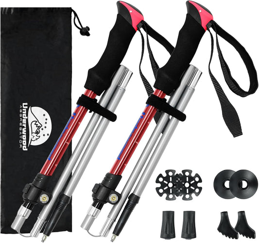 Trekking Poles Collapsible Hiking Poles - 2 Pack Aluminum Hiking Sticks, Lightweight Walking Sticks for Seniors, Men, Women Balance, Tri-Fold Walking Poles for Backpacking by Underwood Aggregator