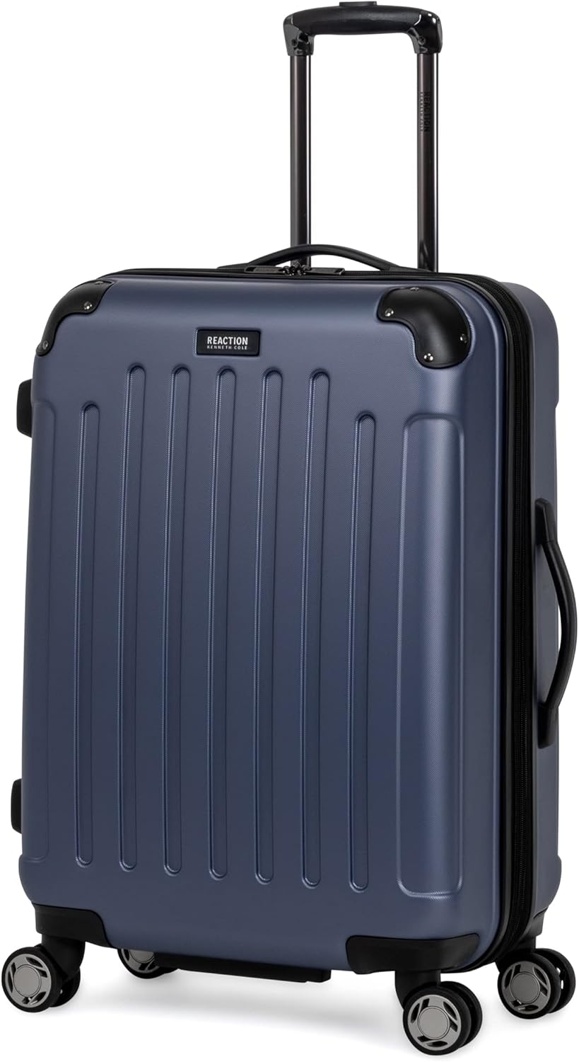 Kenneth Cole REACTION Renegade Luggage Expandable 8-Wheel Spinner Lightweight Hardside Suitcase, Smokey Purple, 24-Inch Checked