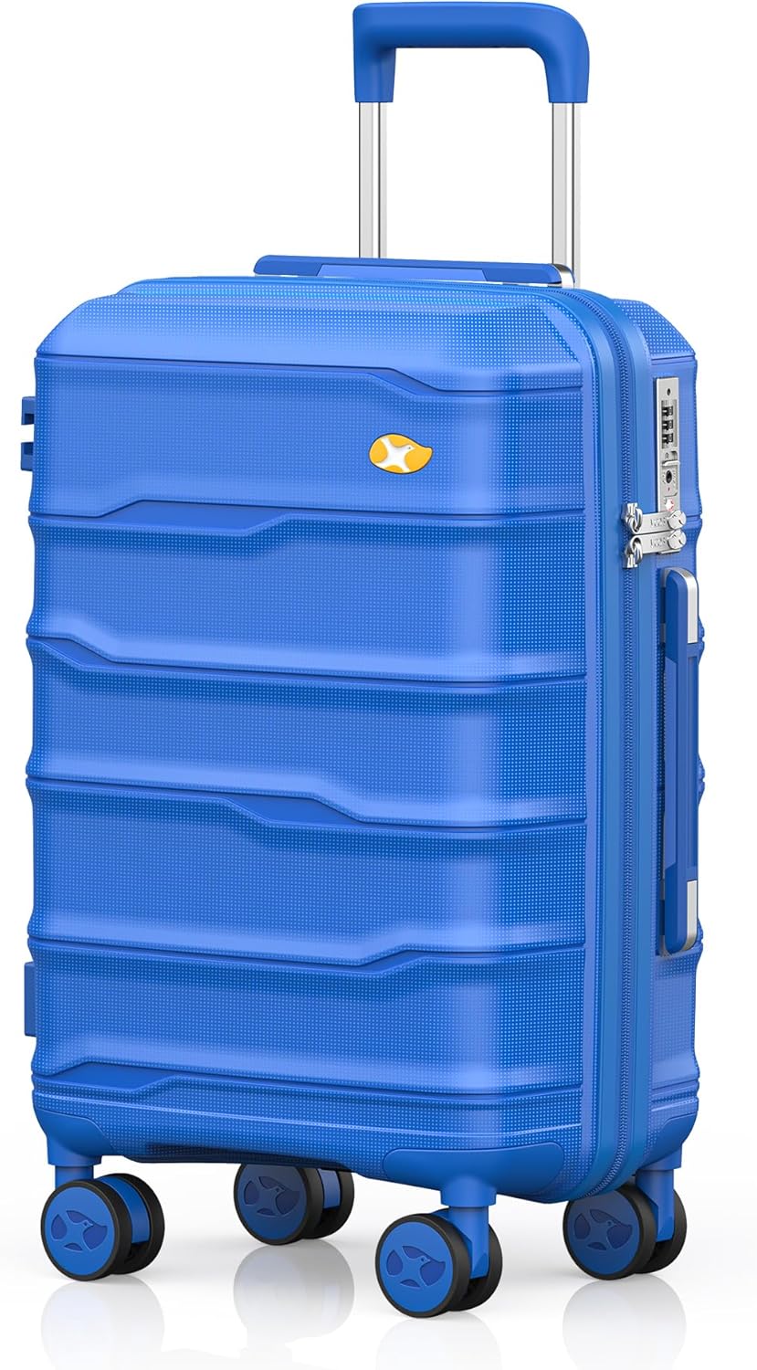 MGB Carry On Luggage 22x14x9” Airline Approved with TSA Lock,20 Inch Lightweight Luggage with Spinner Wheels,Polypropylene Hard Shell Carry On Suitcases for Men Women, Weekender, Ultramarine Blue