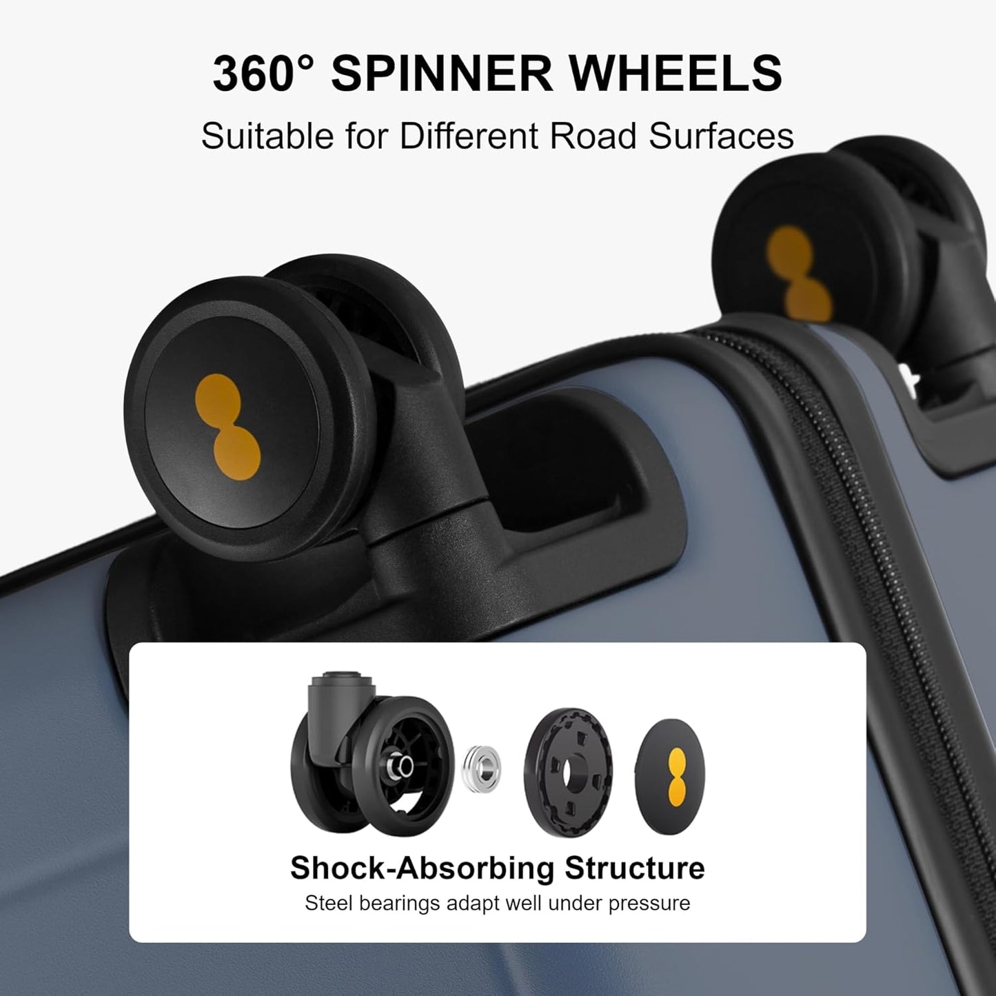 LEVEL8 Elegance Carry-on Suitcase, 20 Inch Carry on Luggage, Hardside Large Suitcases with Wheels, Tavel Bag with Tsa Lock,Blue Grey