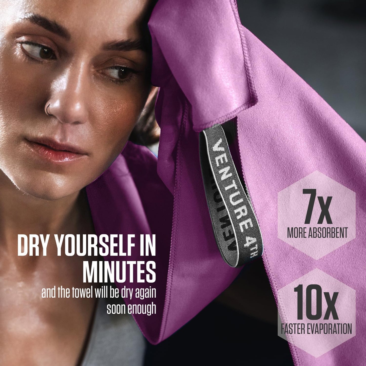 VENTURE 4TH Quick Dry Towel. Microfiber Travel Towel Ideal for Camping, Hiking, Backpacking, Gym. Lightweight & Fast Drying Travel Towels for Body. Compact & Easy to Pack - Purple Extra Large