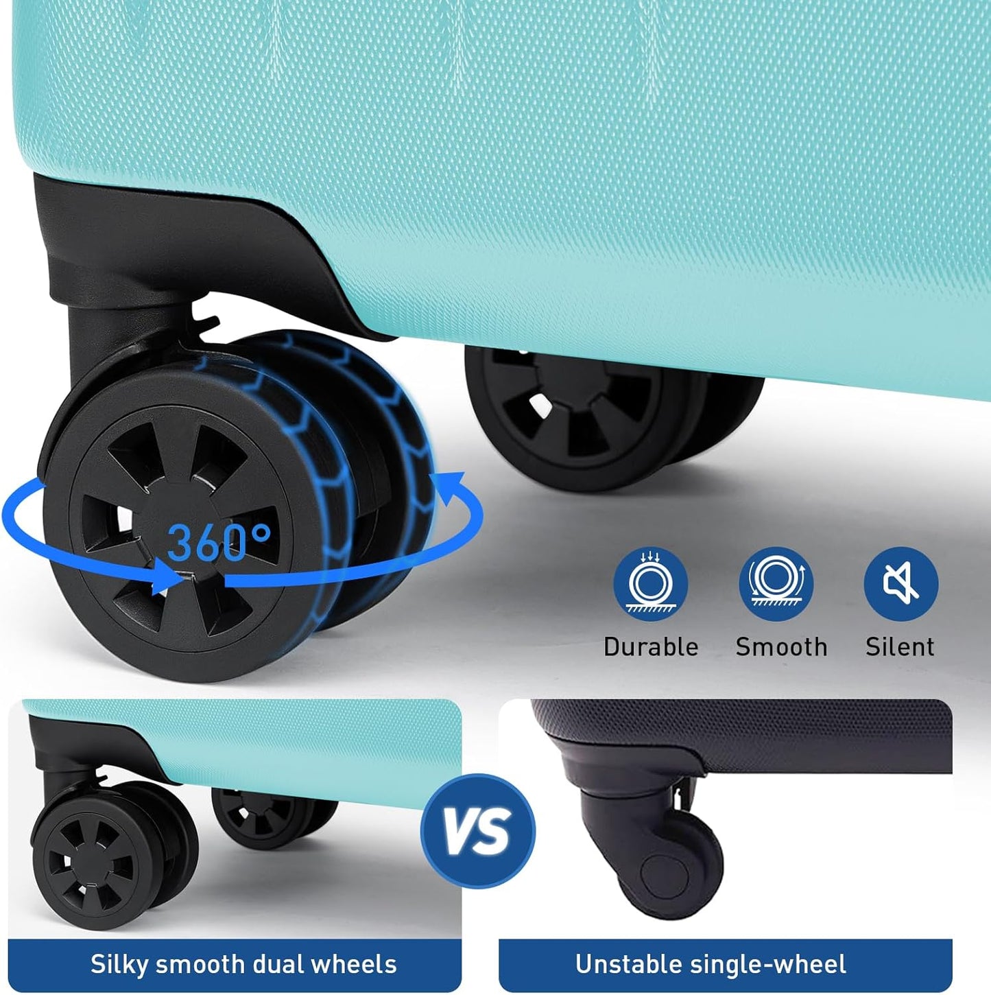 KYME Luggage Sets 2 Piece Hardshell 20"/24" Suitcase with Double Spinner Wheels Hardside Suitcases Sets with TSA Lock PC+ABS Travel Luggage (Mint Green, 2Pcs Set(20"/24"))