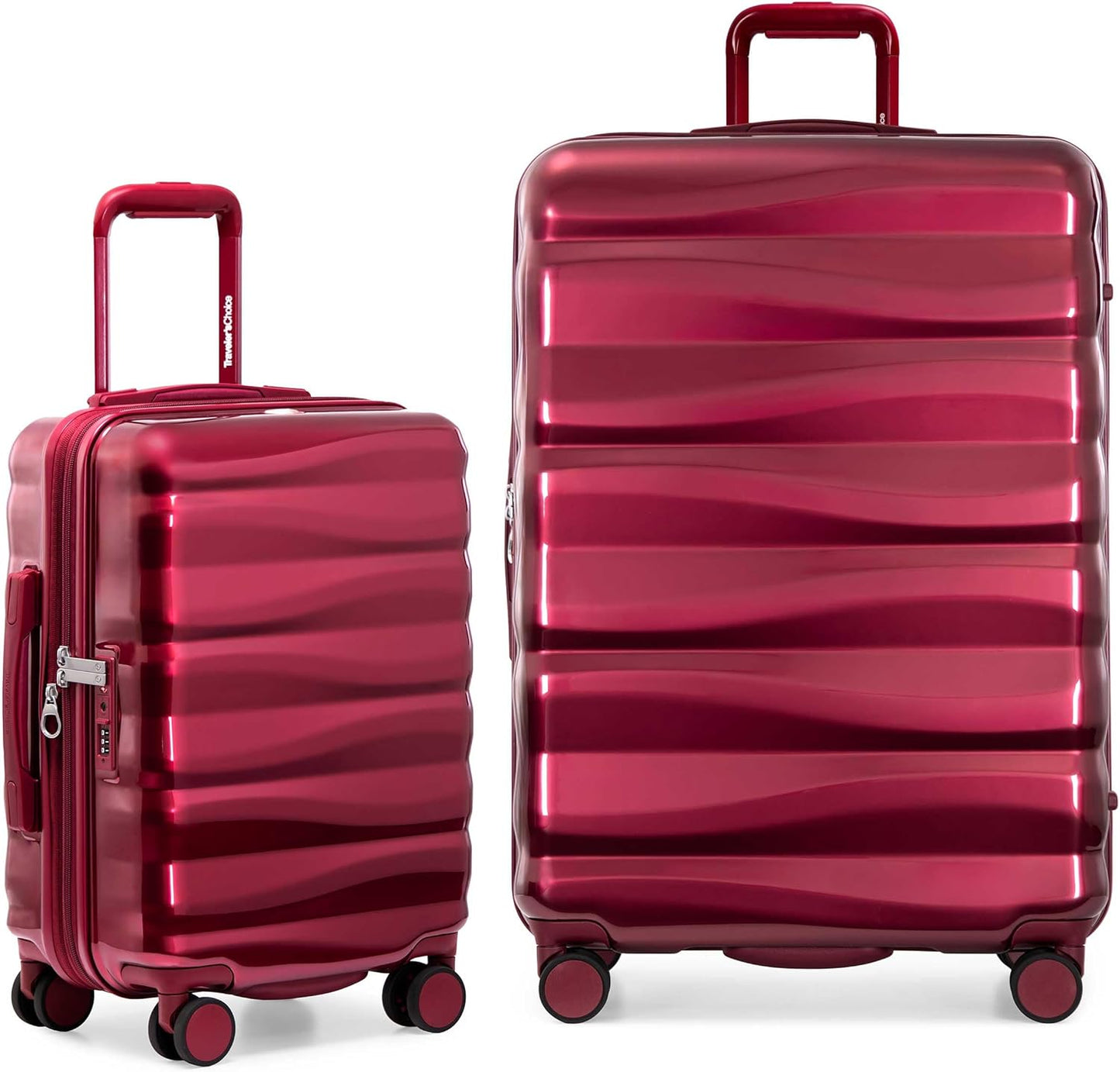 Traveler's Choice Edinburgh II Hardside Spinner Luggage with TSA Lock, Red, 2 Piece (21/29)