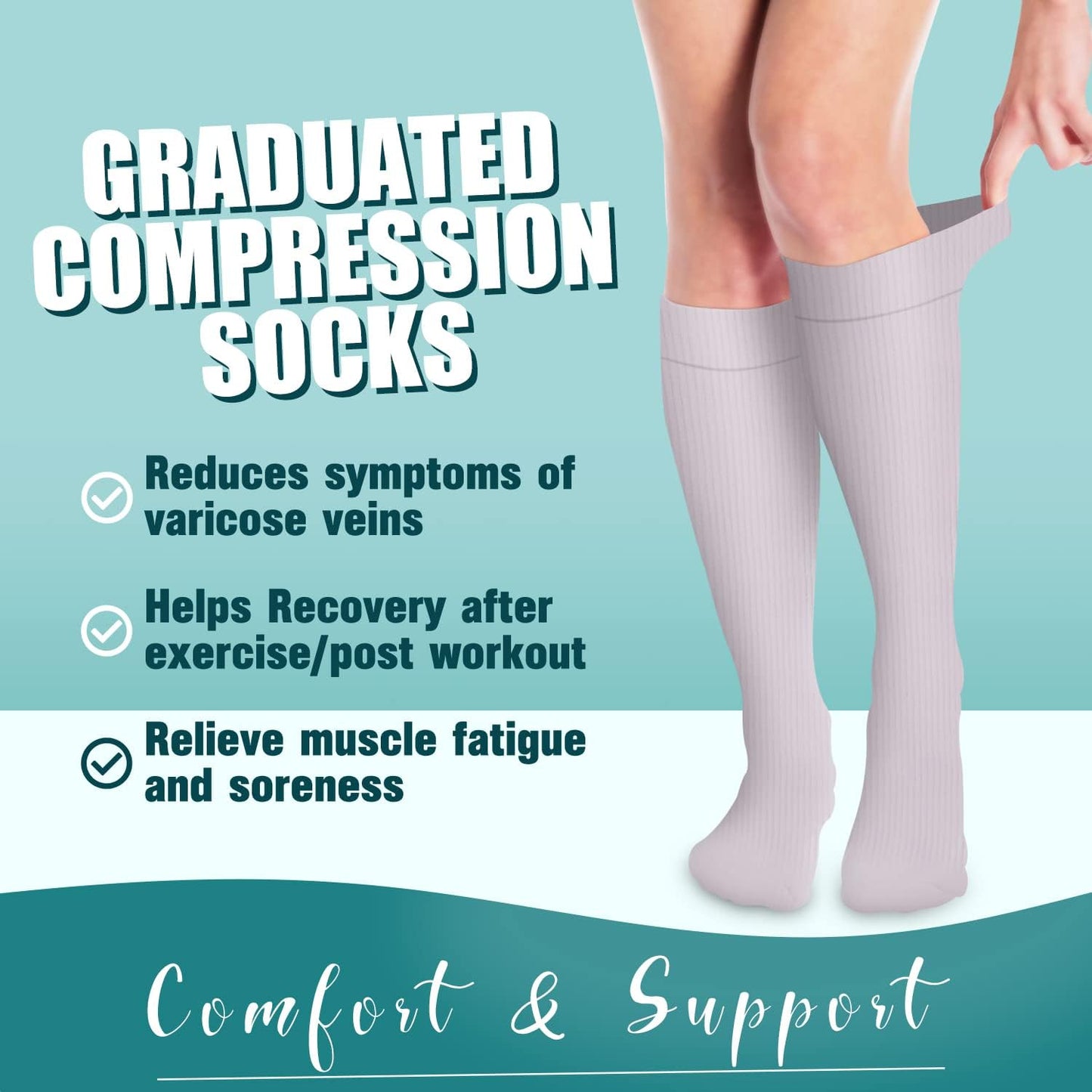COOLOVER Compression Socks for Women and Men - Best for Circulation, Running, Athletic, Recover, Nurse, Travel