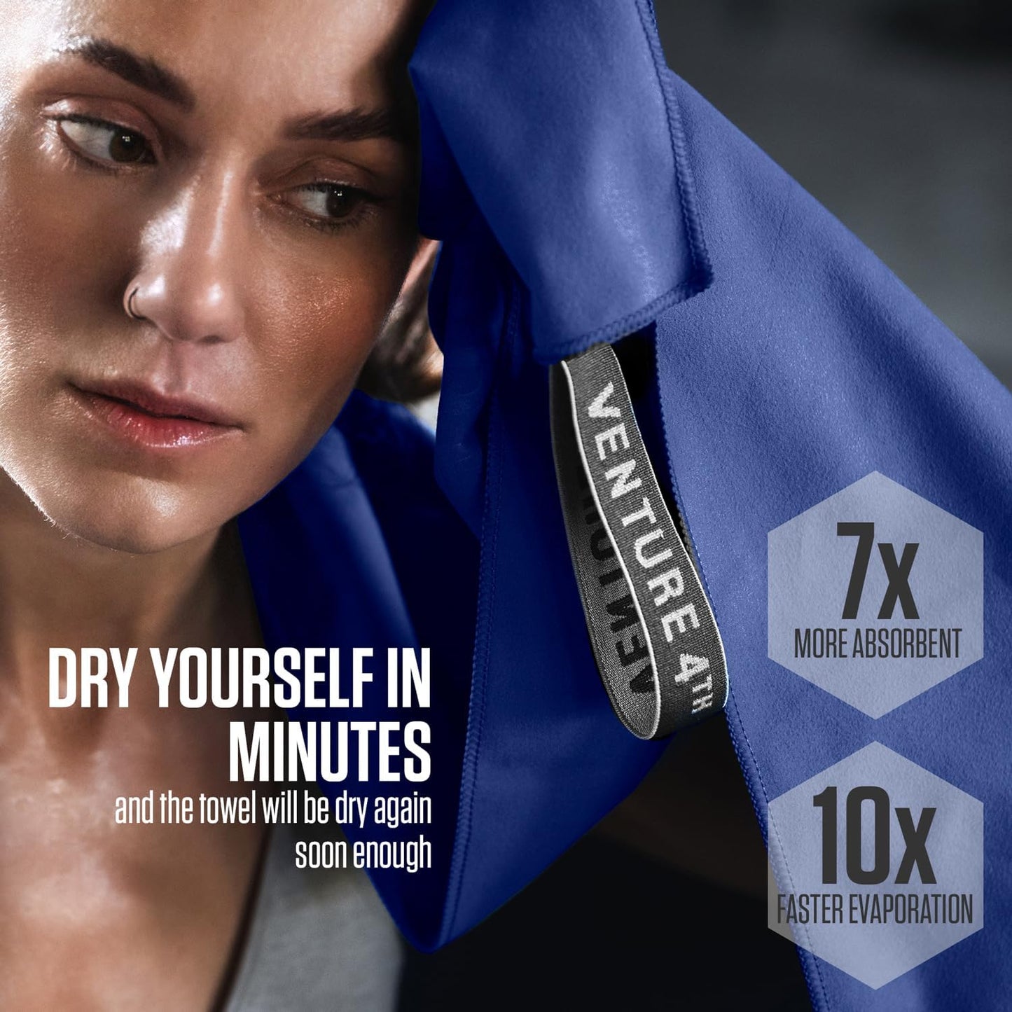VENTURE 4TH Quick Dry Towel. Microfiber Travel Towel Ideal for Camping, Hiking, Backpacking, Gym. Lightweight & Fast Drying Travel Towels for Body. Compact & Easy to Pack - Navy Blue Extra Large