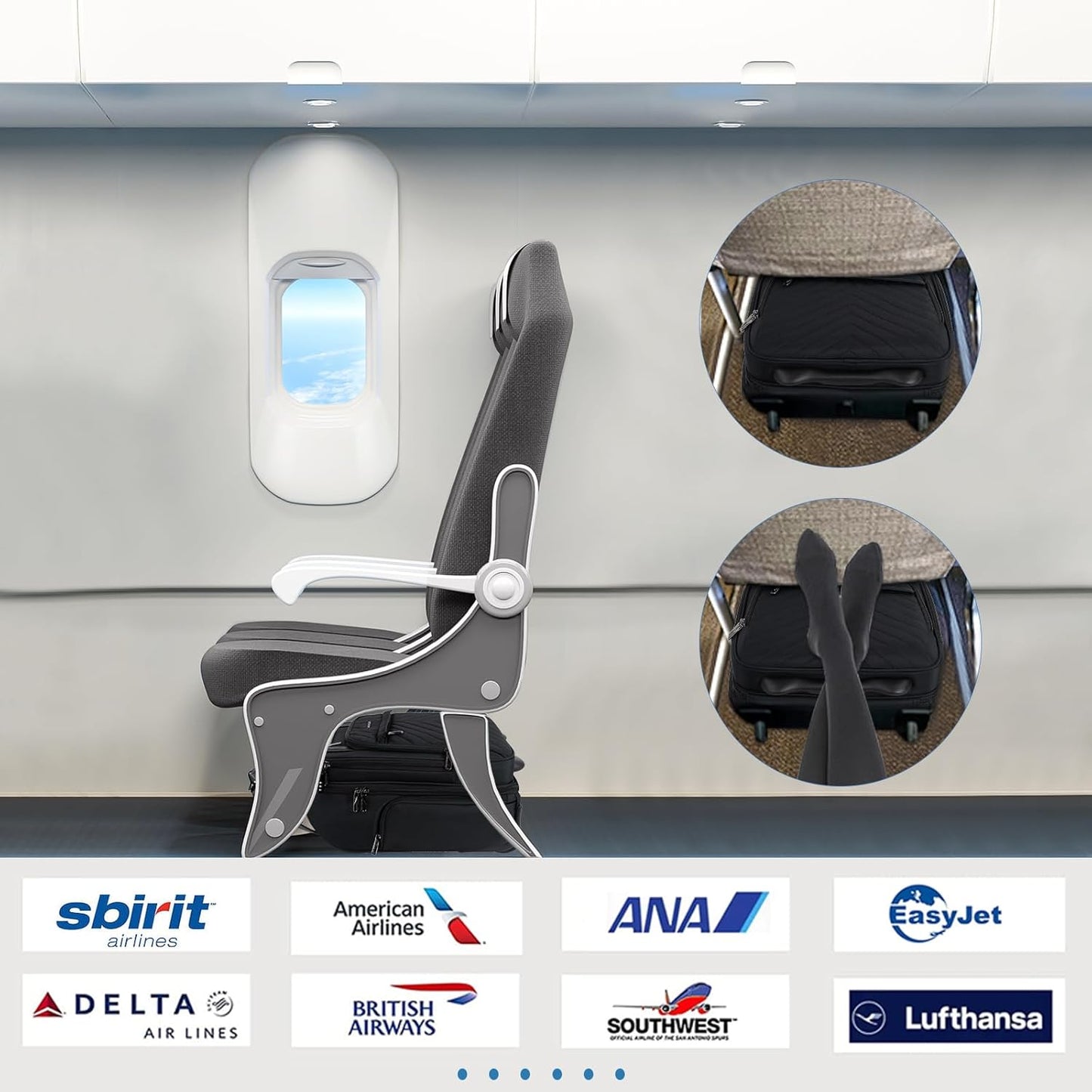 VANKEAN Carry On Underseat 16-inch Multi-functional Underseater Lightweight Overnight Suitcase with Wheels Roller Case for Women Men Travel Business, Black