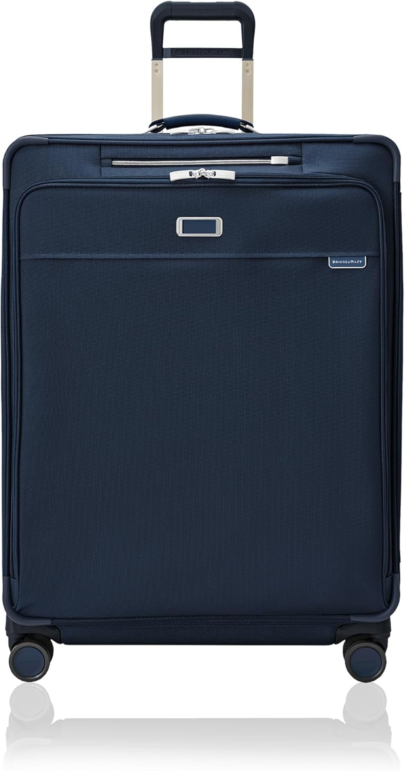 Briggs & Riley 31" Extra Large Expandable Spinner - Checked Luggage for Travel, Suitcases with Wheels, Softside Rolling Bag for Men & Women, Self-Repairing Zipper - Baseline Collection, Navy