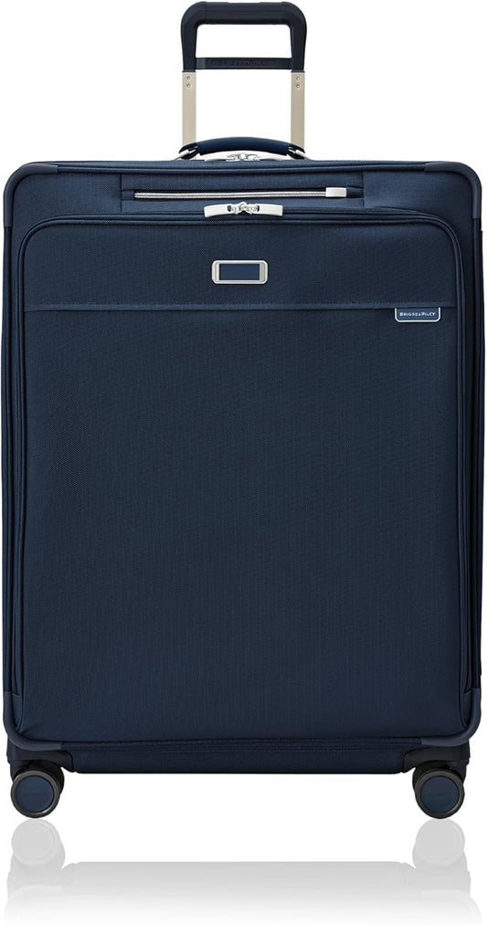 Briggs & Riley 31" Extra Large Expandable Spinner - Checked Luggage for Travel, Suitcases with Wheels, Softside Rolling Bag for Men & Women, Self-Repairing Zipper - Baseline Collection, Navy