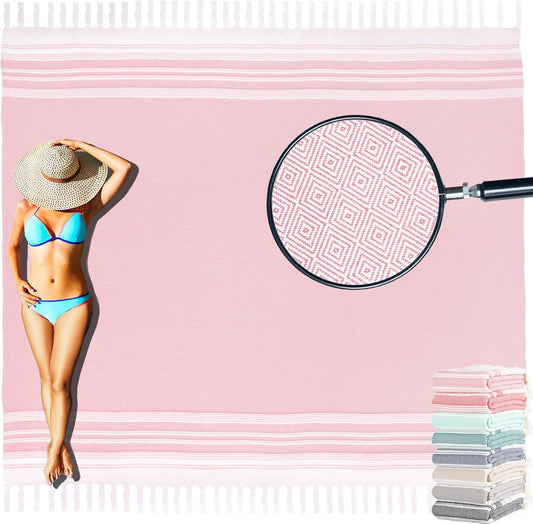 Oversized Turkish Beach Towel Blanket Cotton Giant XL Sandproof Towels Huge Linen XXL Extra Large Big Throw Quilt Blankets for Adults Cloud Travel Camping Glamping Accessories Essentials