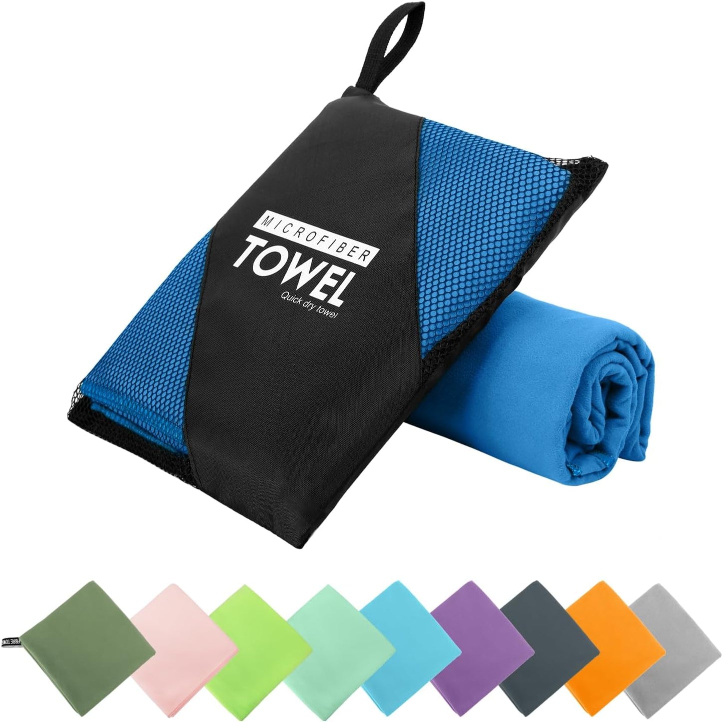 Microfiber Travel Towel, Soft Lightweight Quick Dry Towel, Super Absorbent Compact Travel & Sports & Beach Towels for Camping, Backpack, Gym, Swimming, Yoga, Hiking (M:20"×40" -Blue)
