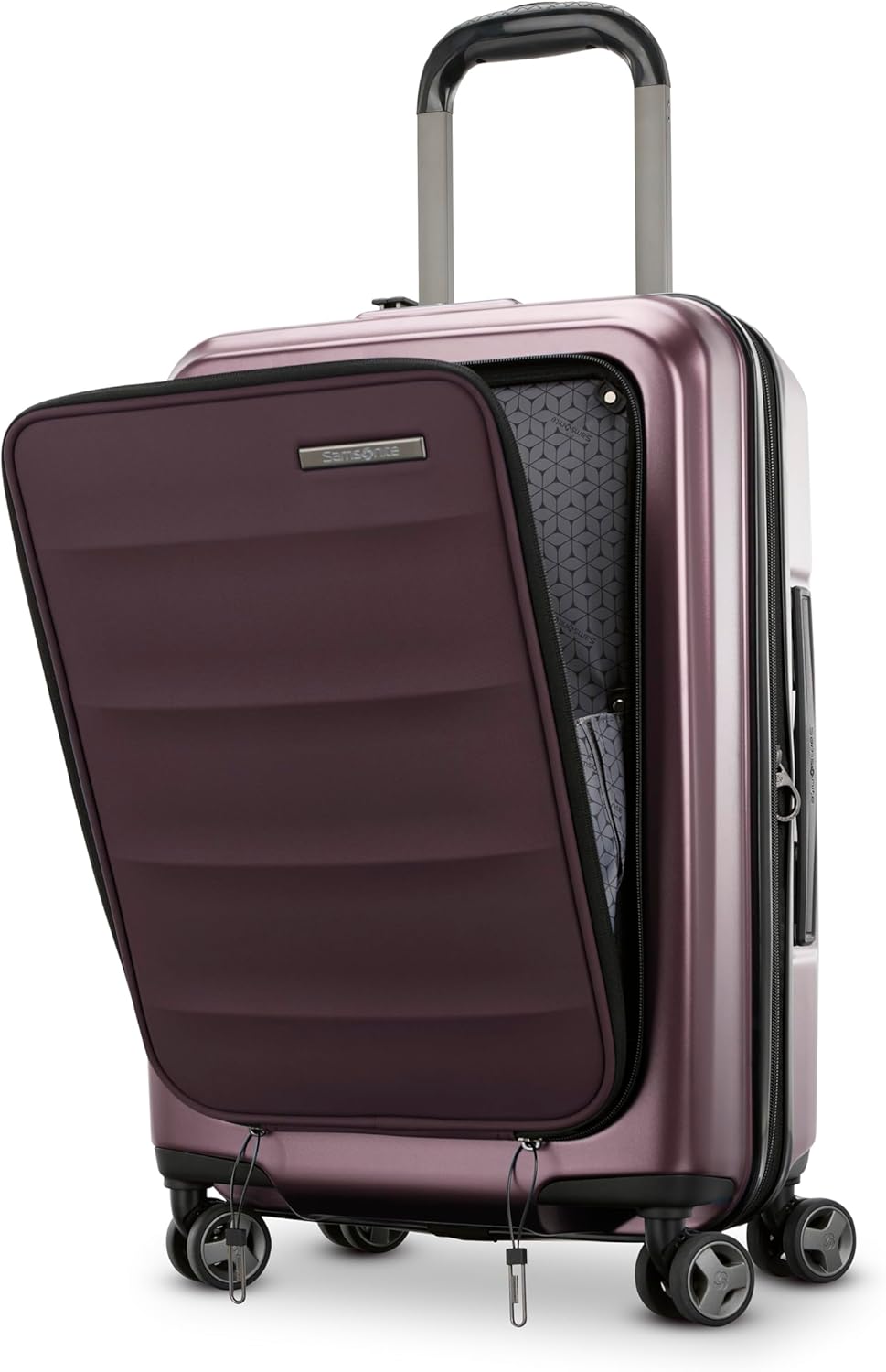 Samsonite 2 Piece Luggage Set with 21/28” Hardside Lightweight Octiv (Carry-On Pro with Front Pocket & Large Checked) Expandable, Four Spinner Wheels, Adjustable Handle, TSA Approved Lock - Purple