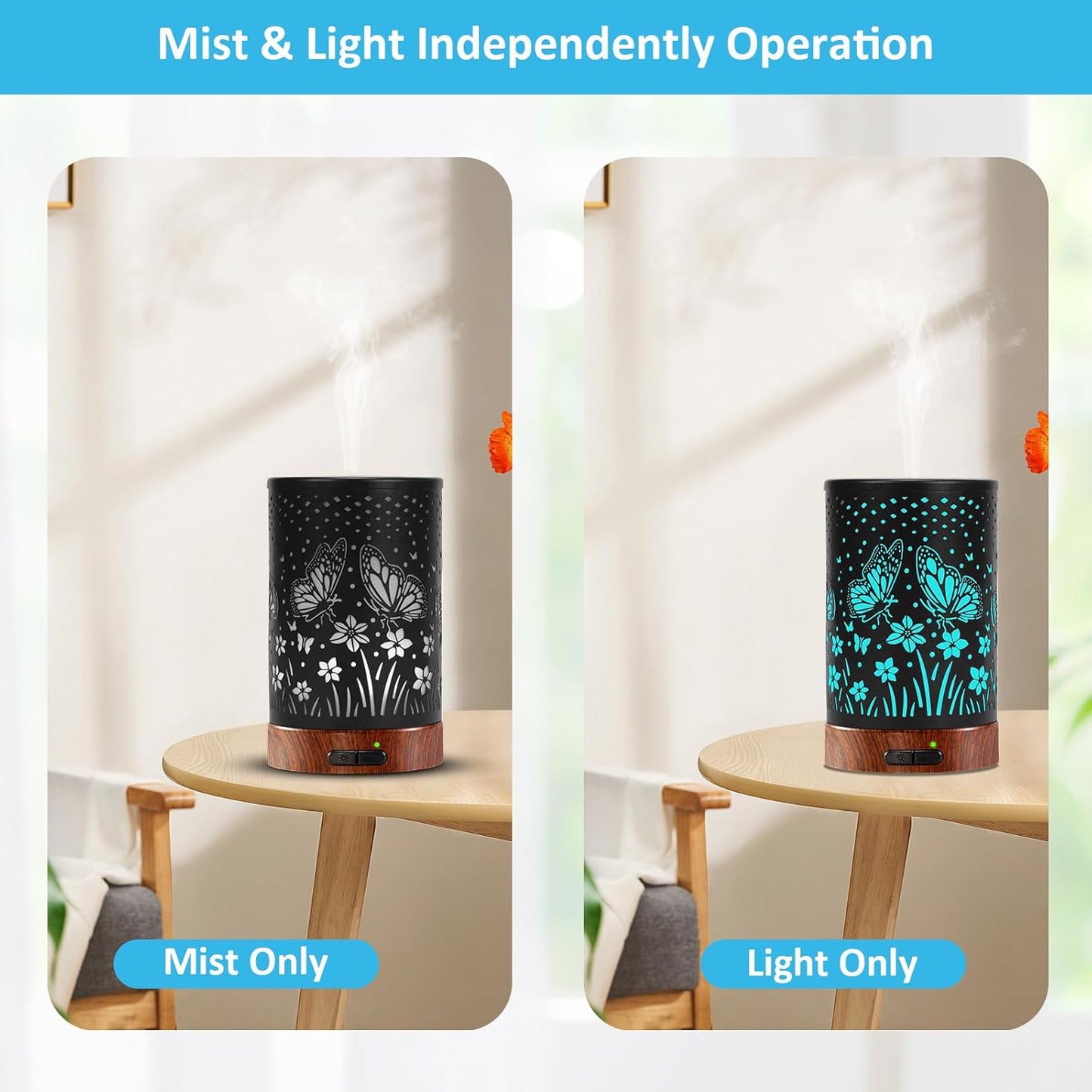 Essential Oil Diffuser - 150ML Metal Aromatherapy Diffuser for Essential Oils with 7 Colors Lights Gifts for Mom Waterless Auto Shut-Off & Ultrasonic Cool Mist Diffuser, Ambience for Home