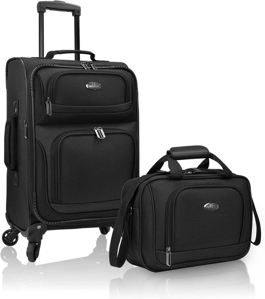 U.S. Traveler Rio Carry-on Luggage, Lightweight Softside Suitcase, Rolling 20" Carry On Luggage