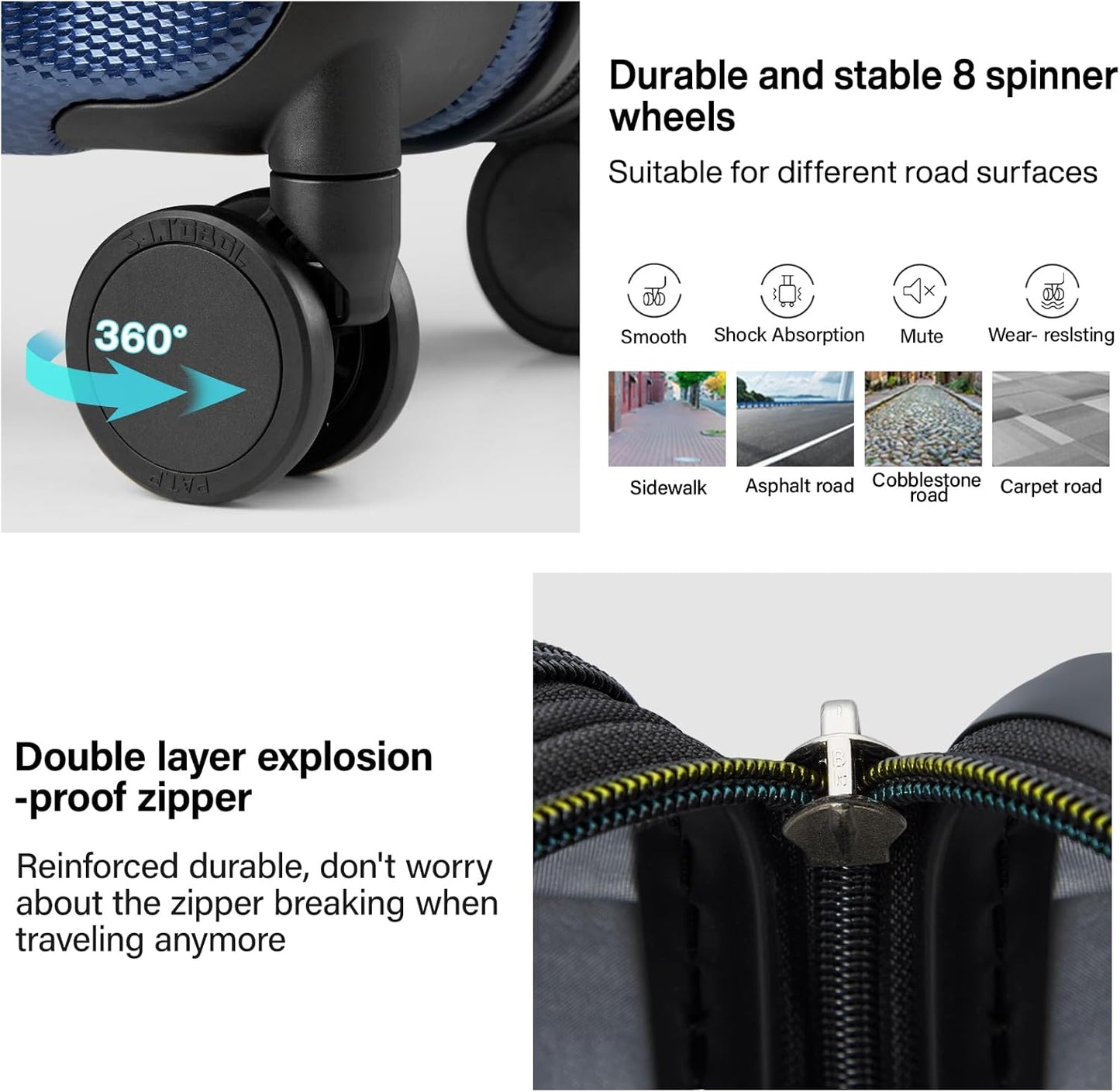 Hanke Expandable Hardshell Luggage Sets 3 piece Carry On Luggage with Wheels Suitcases Lightweight Checked Travel Luggage Rolling Large Suitcase Travel Luggage Bag Woman Men 20/24/29 Inch(Dark Blue)