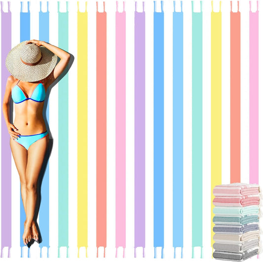 Oversized Turkish Beach Towel Blanket Cotton Giant XL Sandproof Towels Huge Linen XXL Extra Large Big Throw Quilt Blankets for Adults Cloud Travel Camping Glamping Accessories Essentials