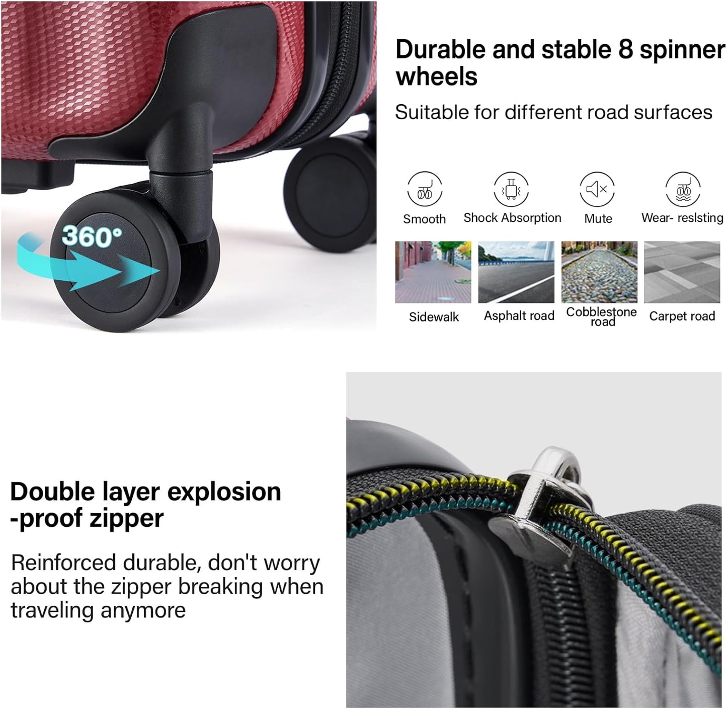 Hanke Expandable Hardshell Luggage Sets 3 piece Carry On Luggage with Wheels Suitcases Lightweight Checked Tsa Luggage Rolling Large Suitcase Travel Luggage Bag Woman Men 20/24/29 Inch(Burgundy)