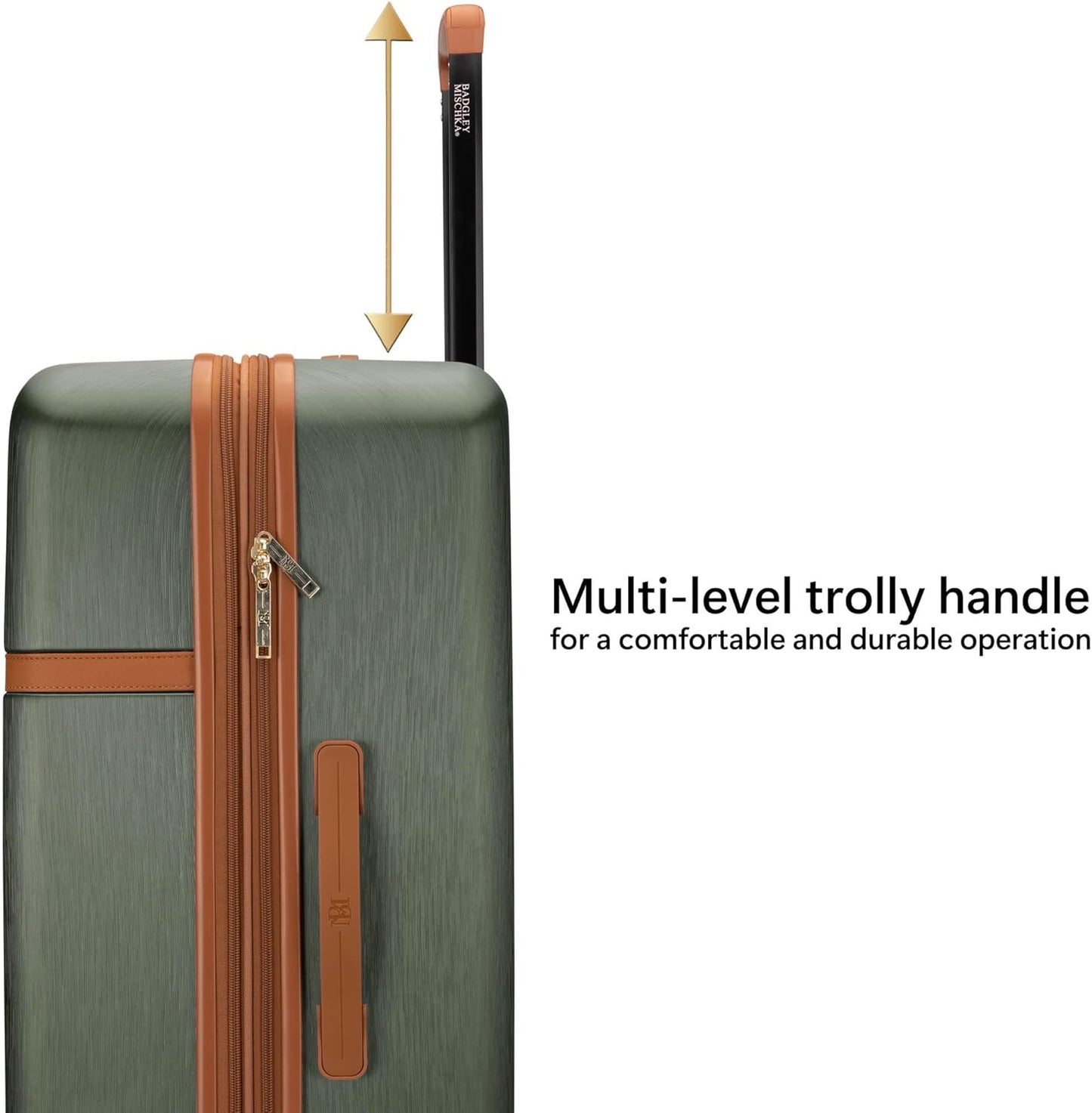 Badgley Mischka Grace 3 Piece Polycarbonate-ABS Expandable Retro Luggage Set (Olive Green)