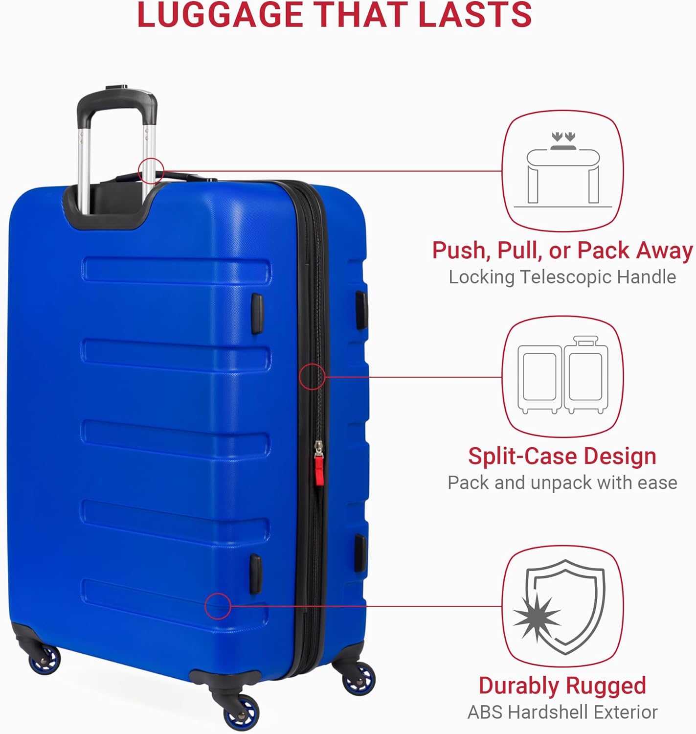 SwissGear 7366 Signature Hardside Expandable Luggage with Spinner Wheels, TSA Lock, Cobalt, Checked-Large 27-Inch
