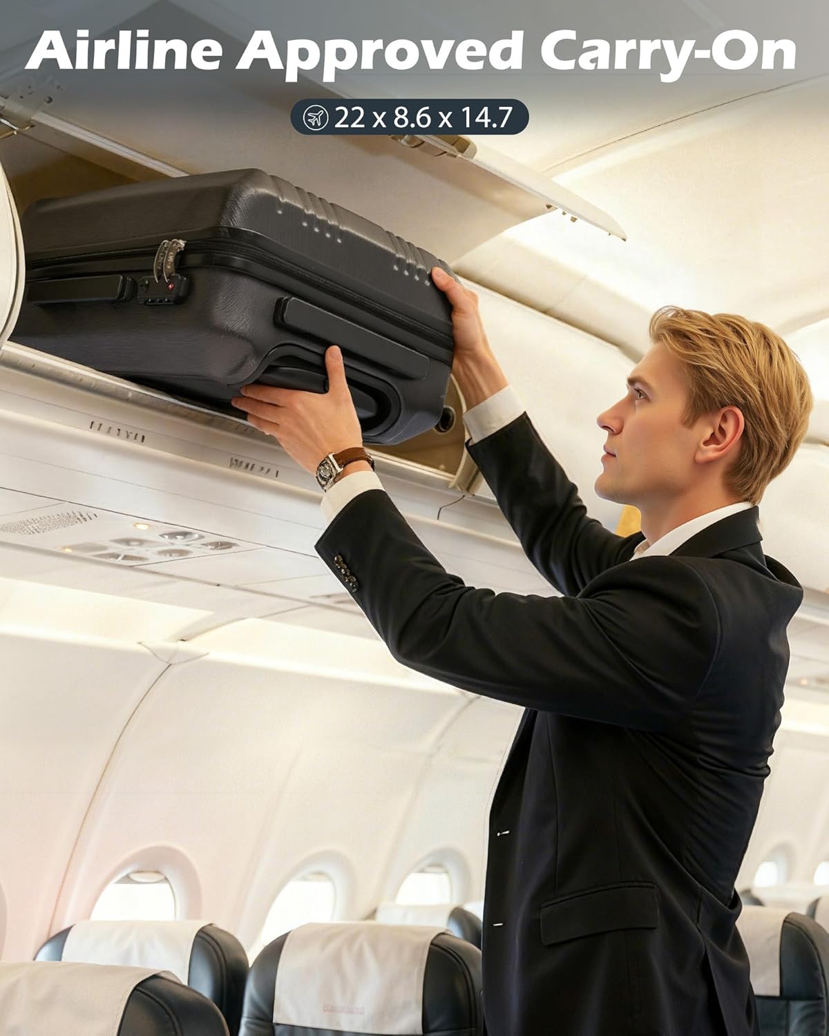 Coolife Luggage PC+ABS Hardshell Suitcase with TSA Lock, Spinner Carry On Lightweight (orange, S(20in_carry on))