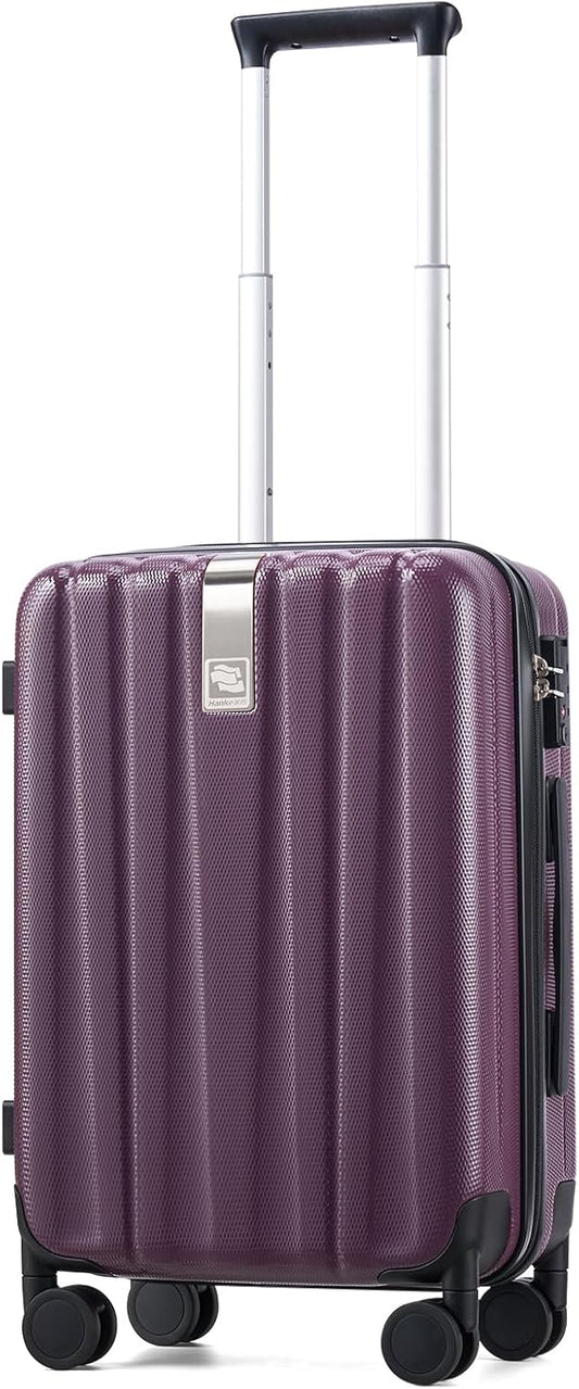 Hanke 20 Inch Carry On Luggage 22x14x9 Airline Approved Lightweight PC Hard Shell Suitcases with Wheels Travel Luggage Rolling Suitcase Travel Luggage Bag Christmas Gifts for Birthday （Purple）