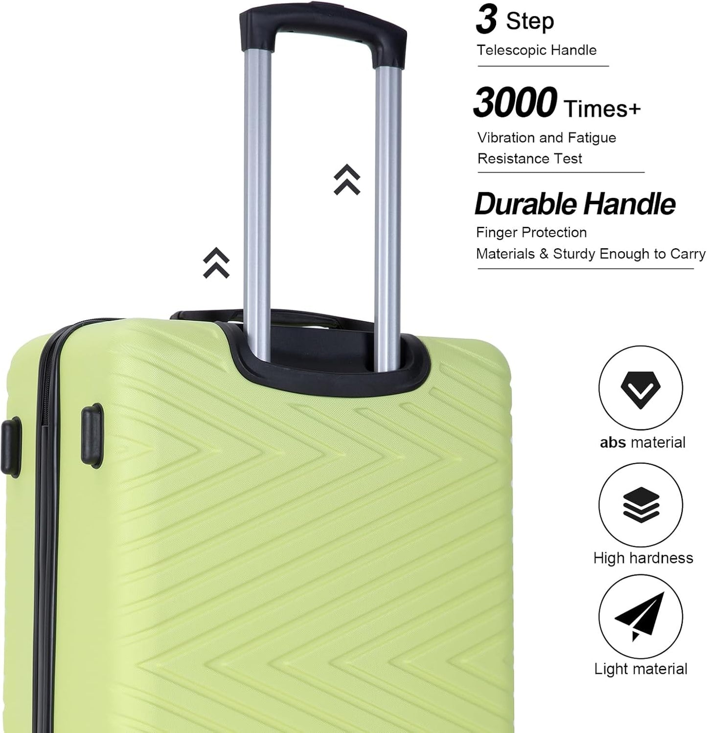 4-Piece Hardside Luggage Set with TSA Lock, Lightweight ABS Suitcases With Spinner Wheel, 16/20/24/28 inch, Chartreuse